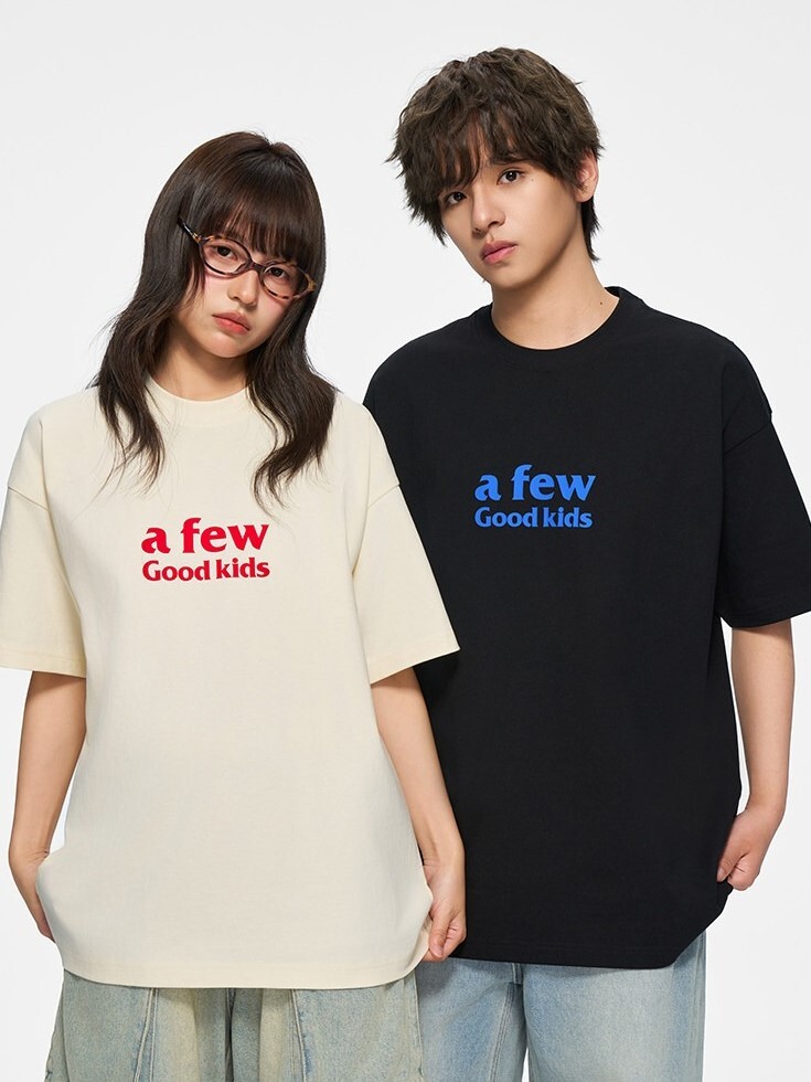 AFGK Ma Siwei's style, basic double-breasted logo, casual loose short-sleeved T-shirt, AFEW GOOD KIDS.