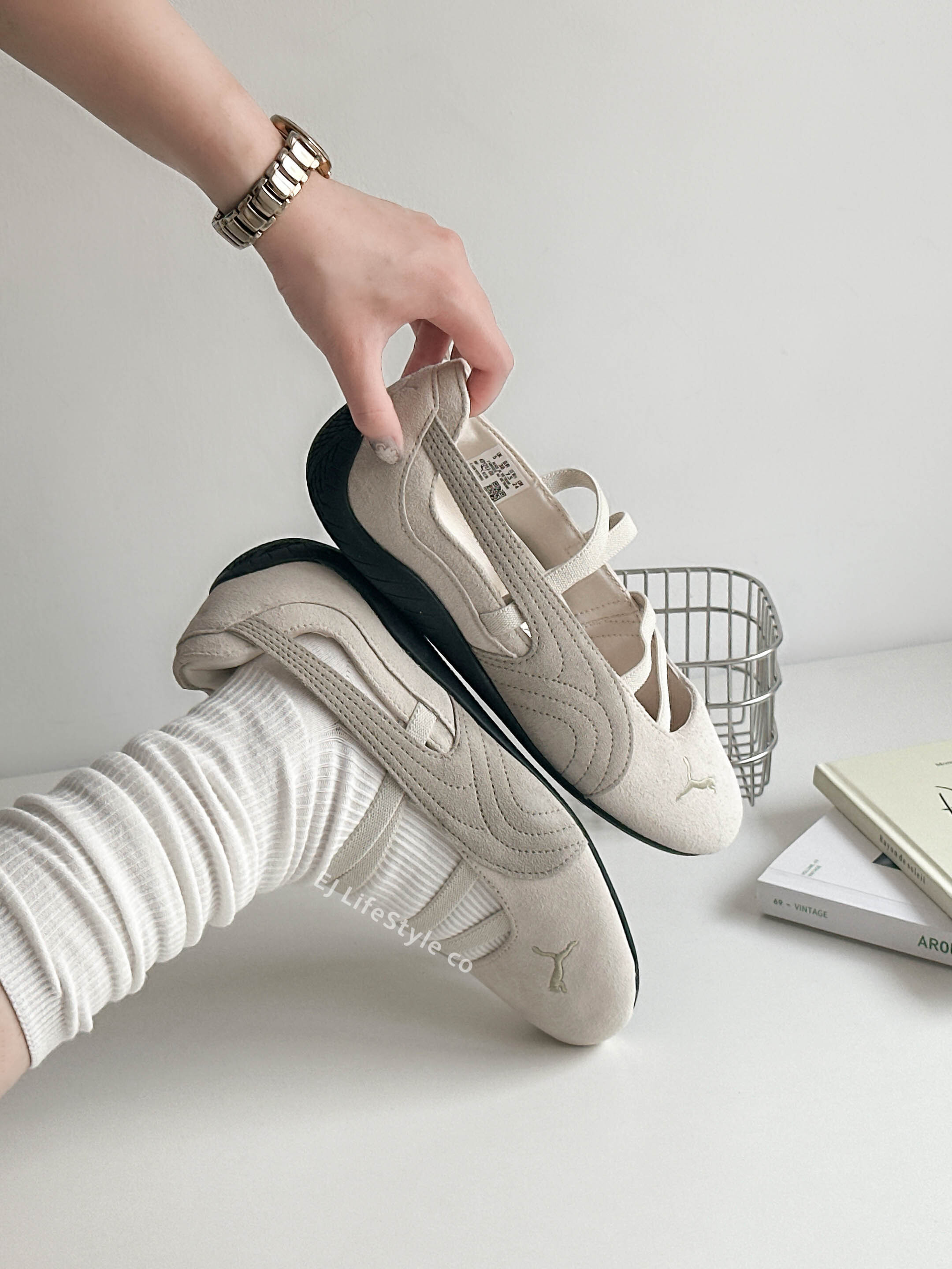 PUMA SPEEDCAT BALLET 賽車鞋 芭蕾舞鞋 涼鞋 燕麥拿鐵 米白 奶茶 女鞋 401287-08 / 現貨