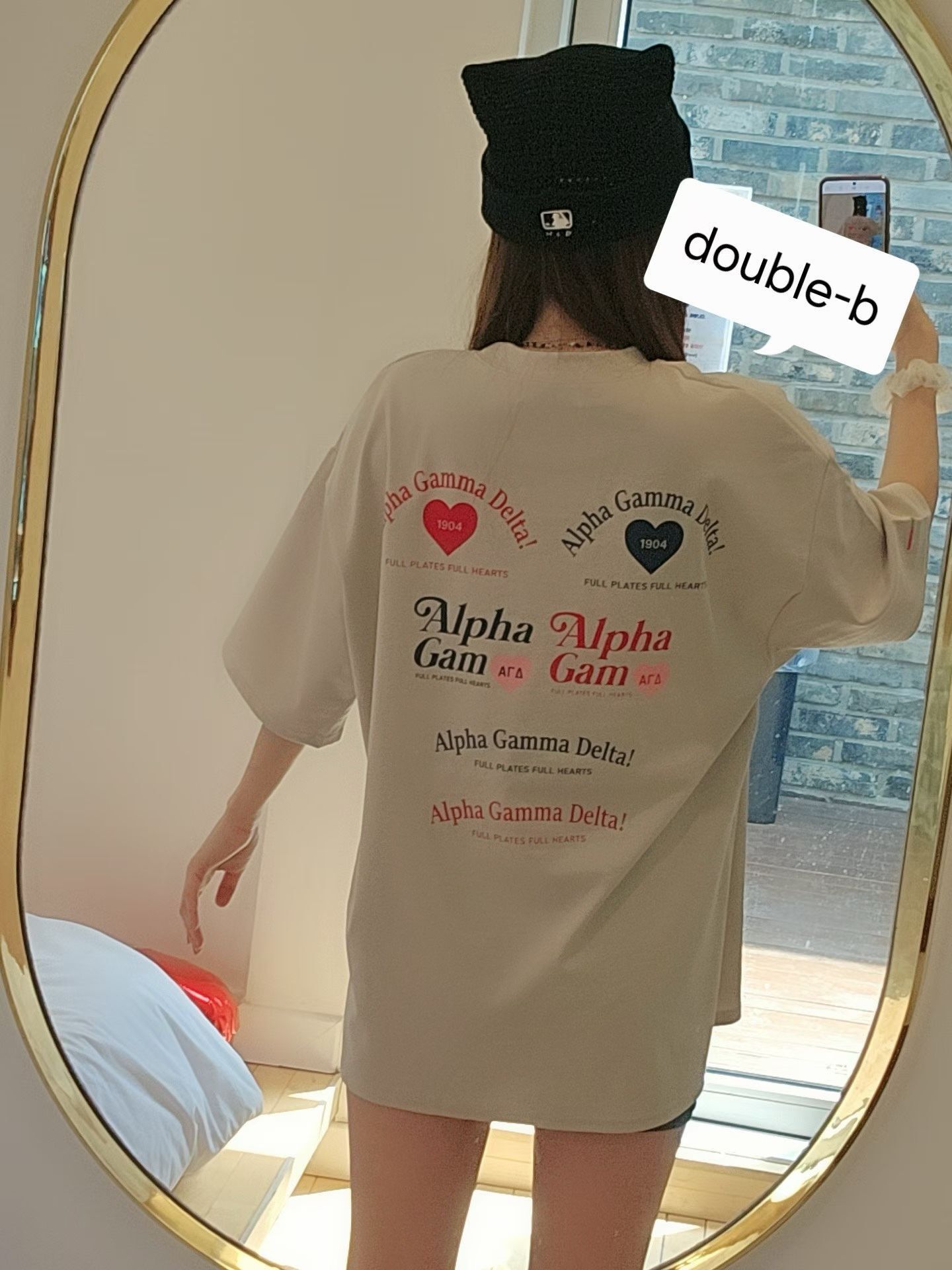 英文字圖案短袖Tee Double-B-043T