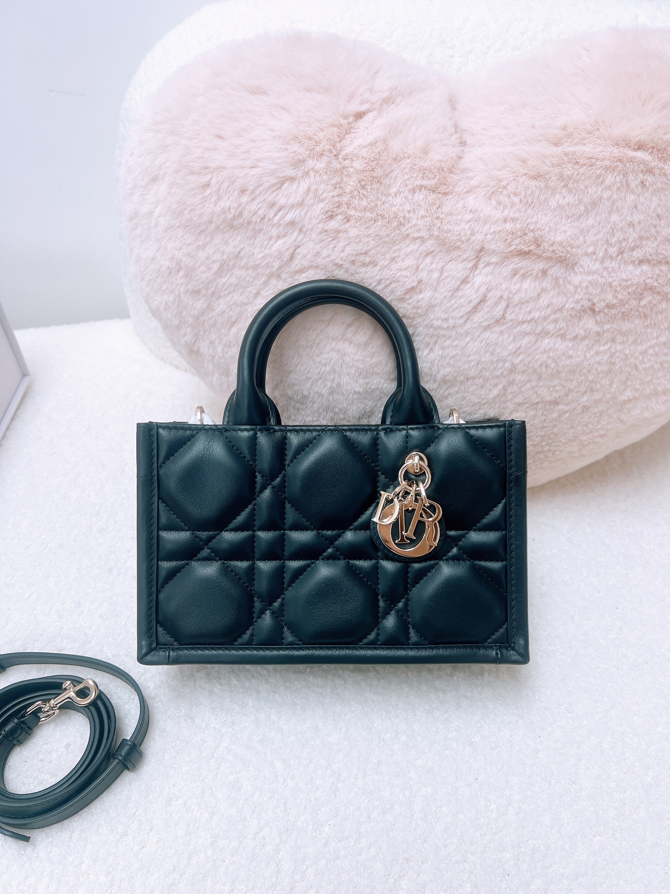 *Unused* Dior mini dior book tote (black calfskin GHW)