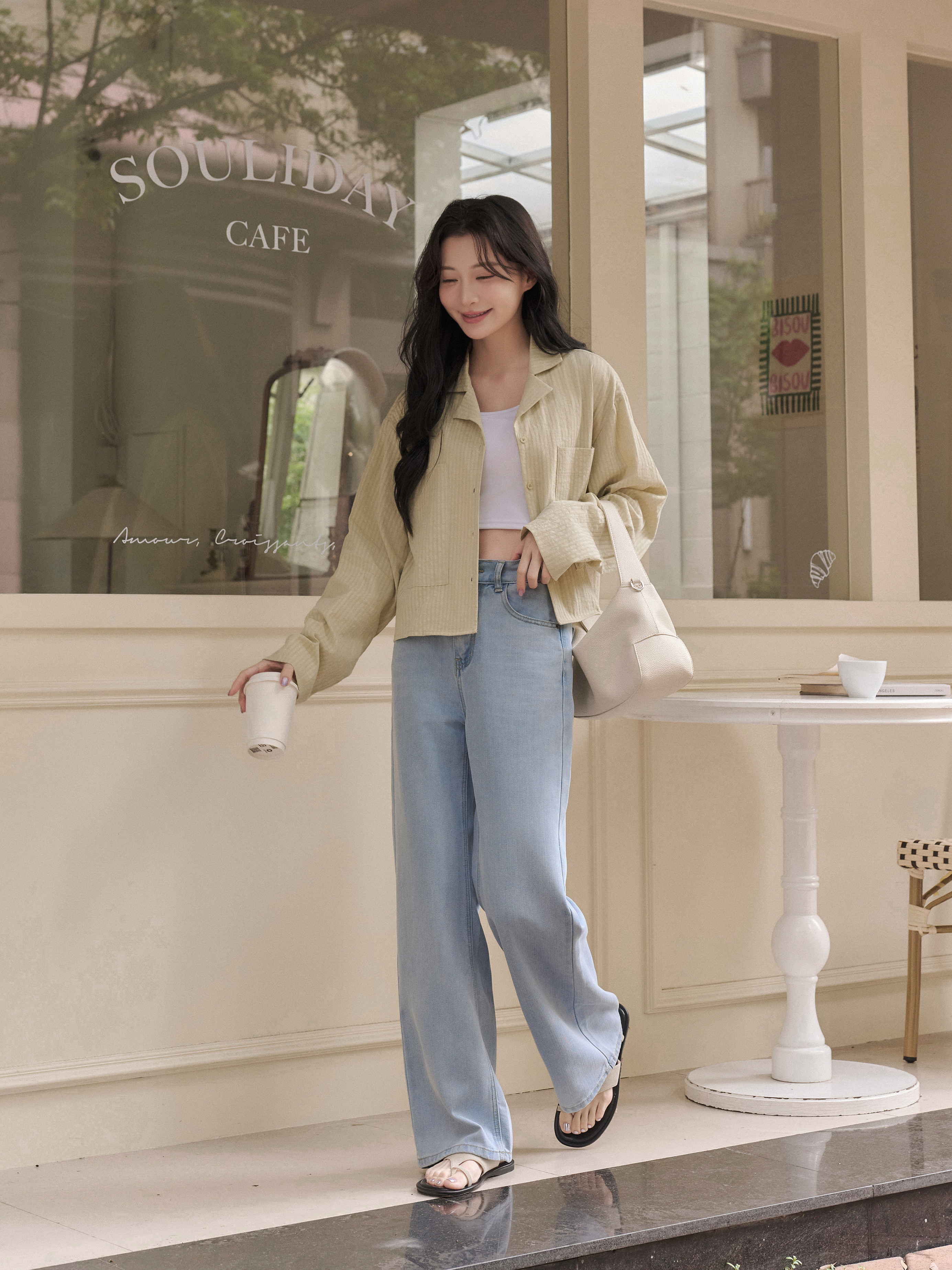 極美古巴領壓紋襯衫