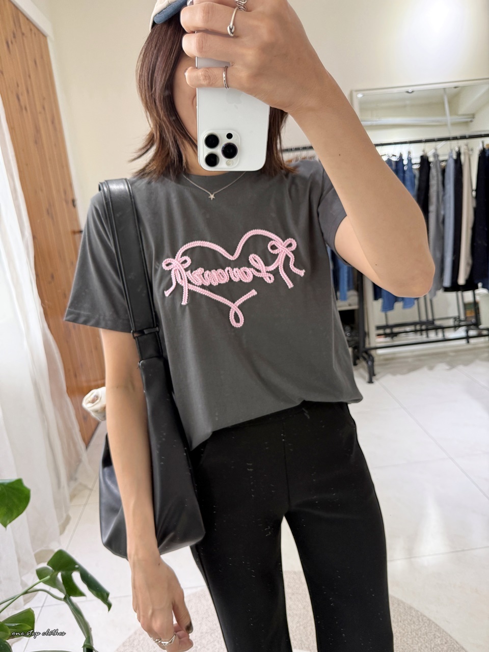 正韓立體粉色愛心緞帶T