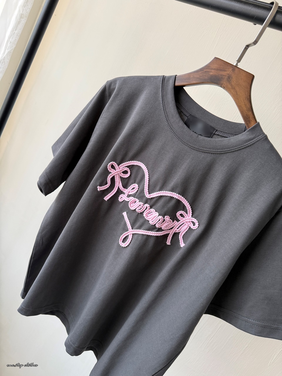 正韓立體粉色愛心緞帶T