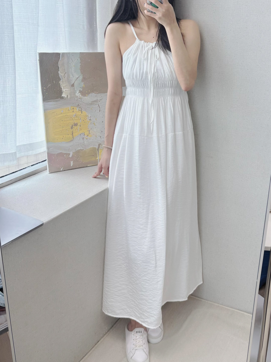 仙氣假日風肩可調收腰長洋裝(2色)