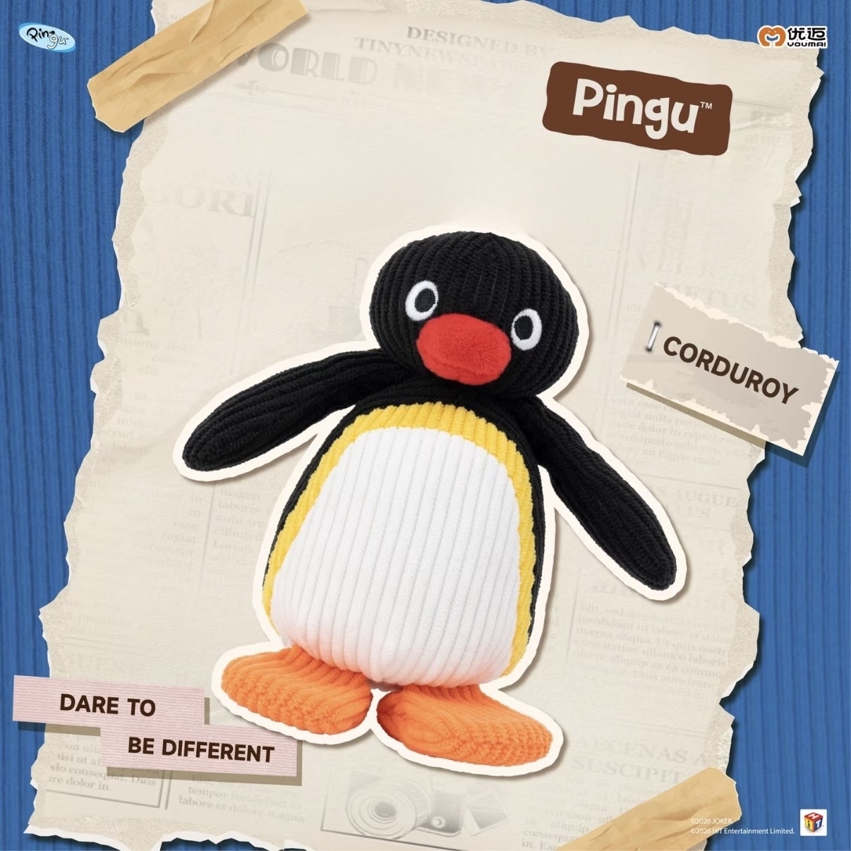 PINGU 企鵝家族 經典系列燈芯絨 玩偶吊飾