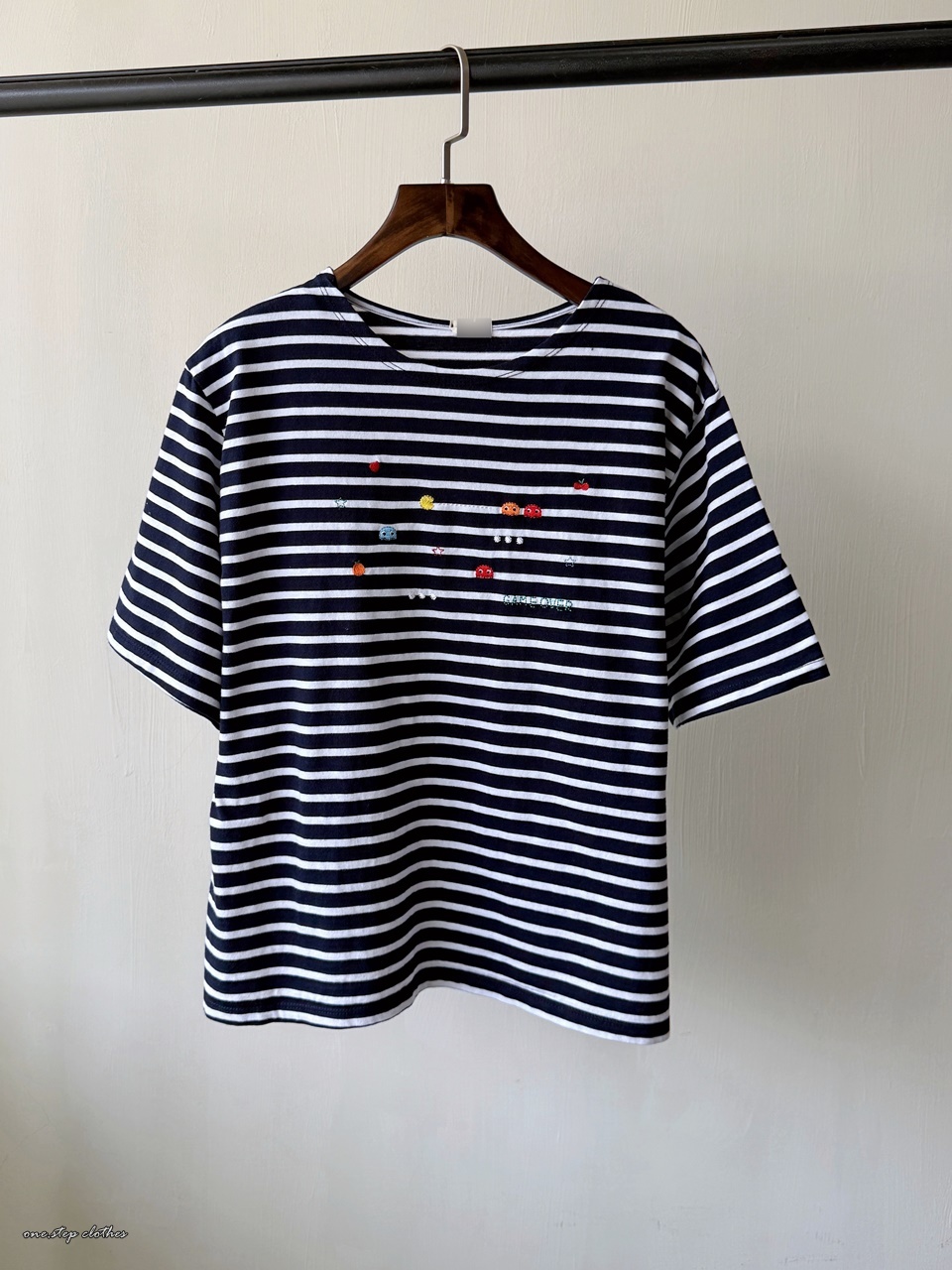 正韓俏皮小精靈橫條T (藍)