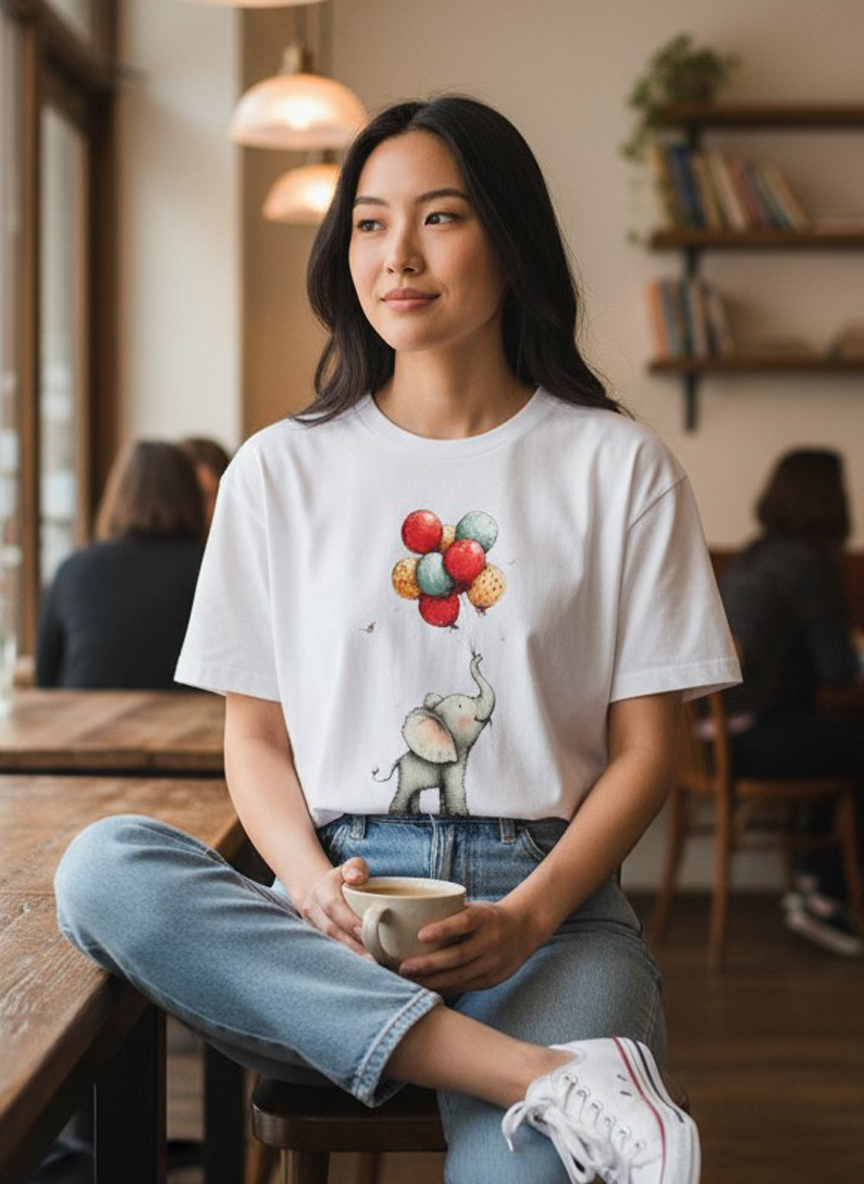 🎈療癒系大象插畫T｜把快樂輕輕帶走