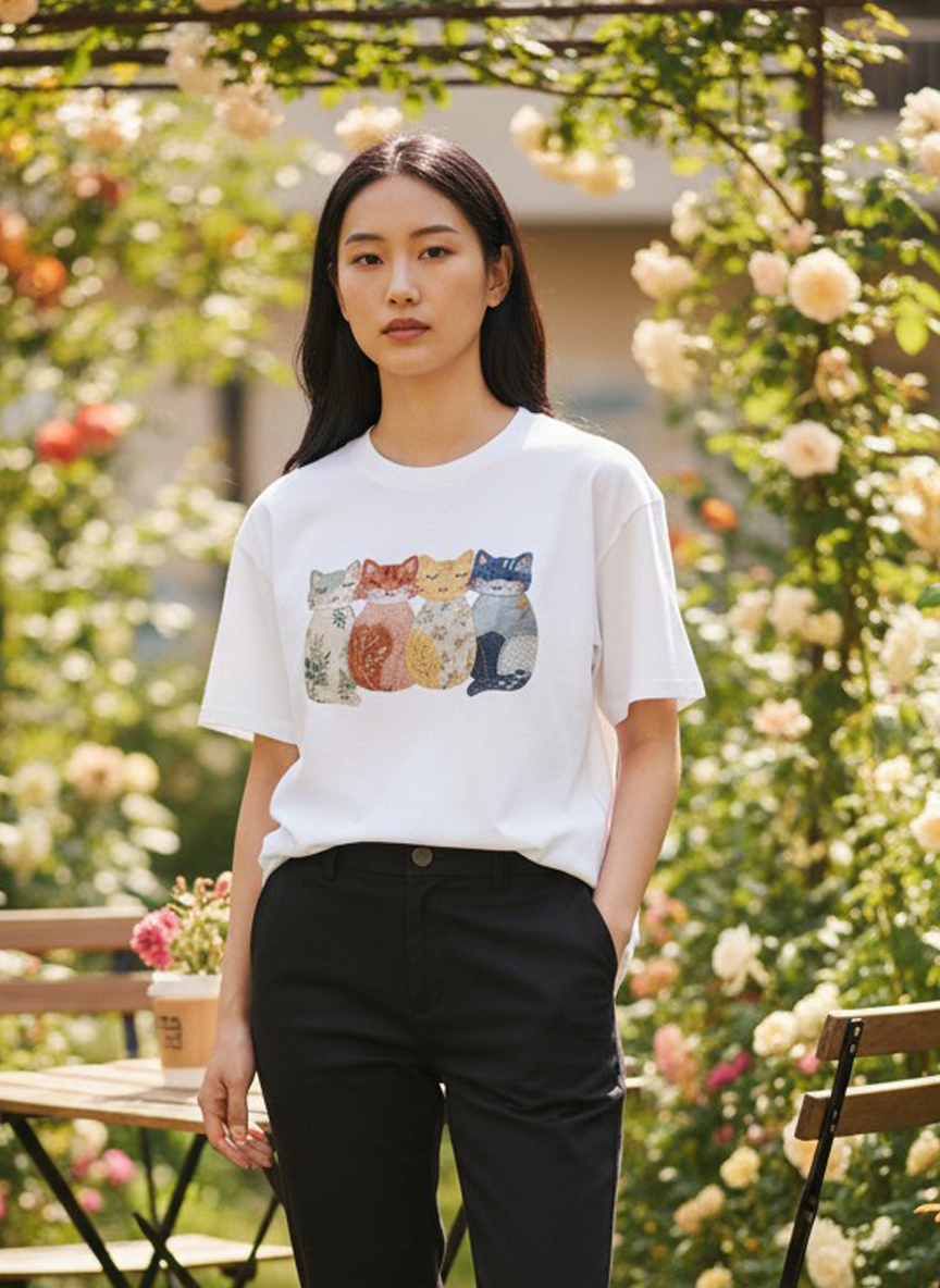 🐈暖系貓咪插畫T｜拼布款