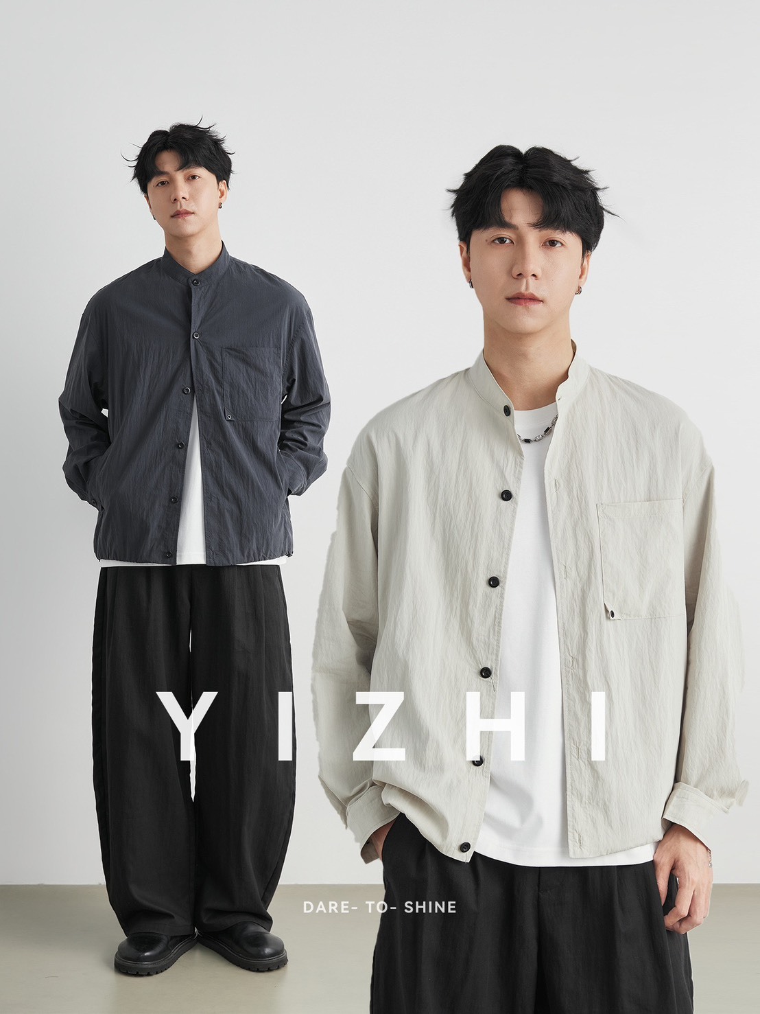 No.1692 男款日系天絲肌理口袋襯衫