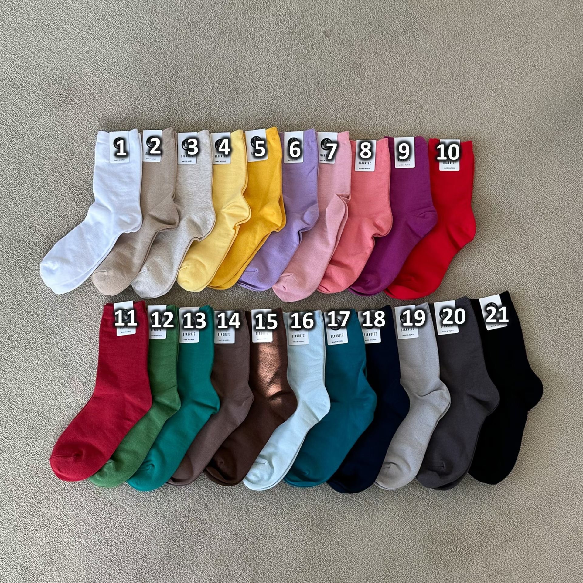 21色棉質短襪