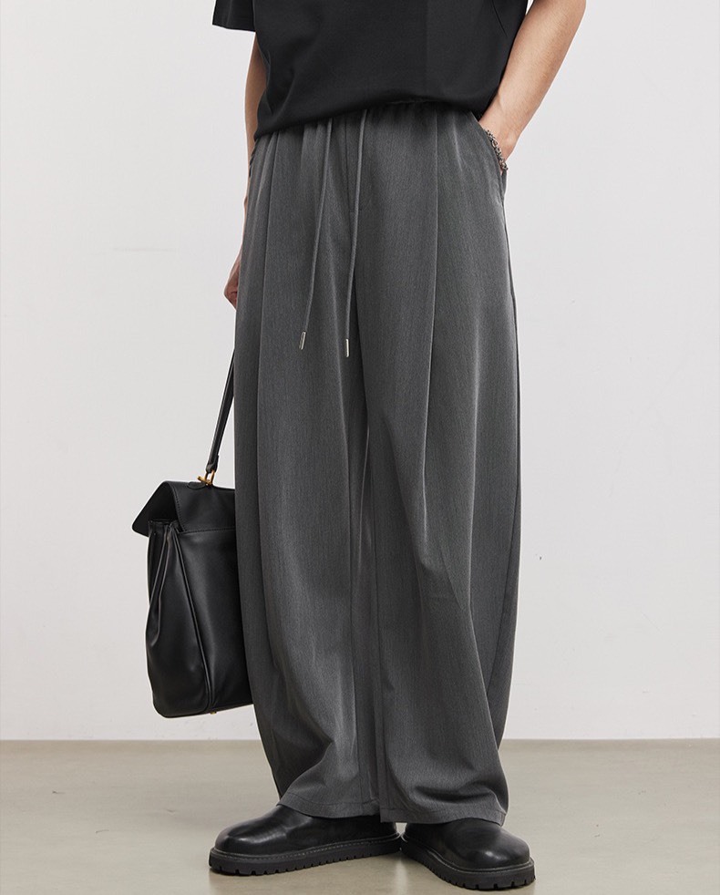 No.2368 男款冰絲抽繩垂感休閒褲