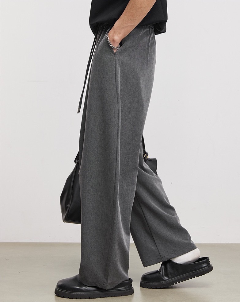 No.2368 男款冰絲抽繩垂感休閒褲