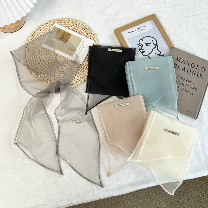 No.9266 長條純色網紗絲巾