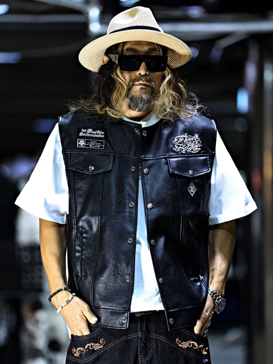 奇卡諾刺繡皮革背心