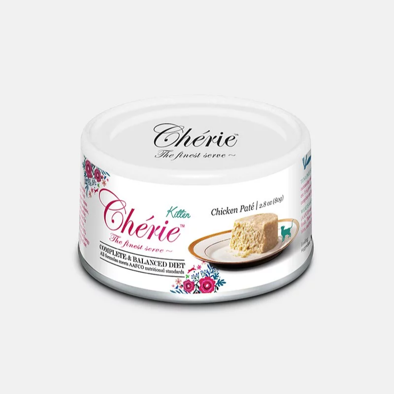 Cherie 法麗 - 全營養主食罐系列 - (幼貓) 雞肉Mousse (白底粉紅字) 80g