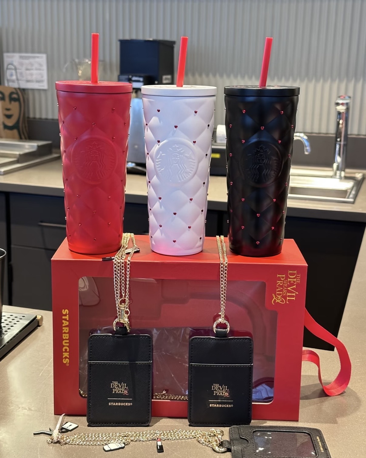 STARBUCKS 星巴克 x 穿著PRADA的惡魔2 聯名款 愛心鑽面吸管杯 隨行杯 環保杯