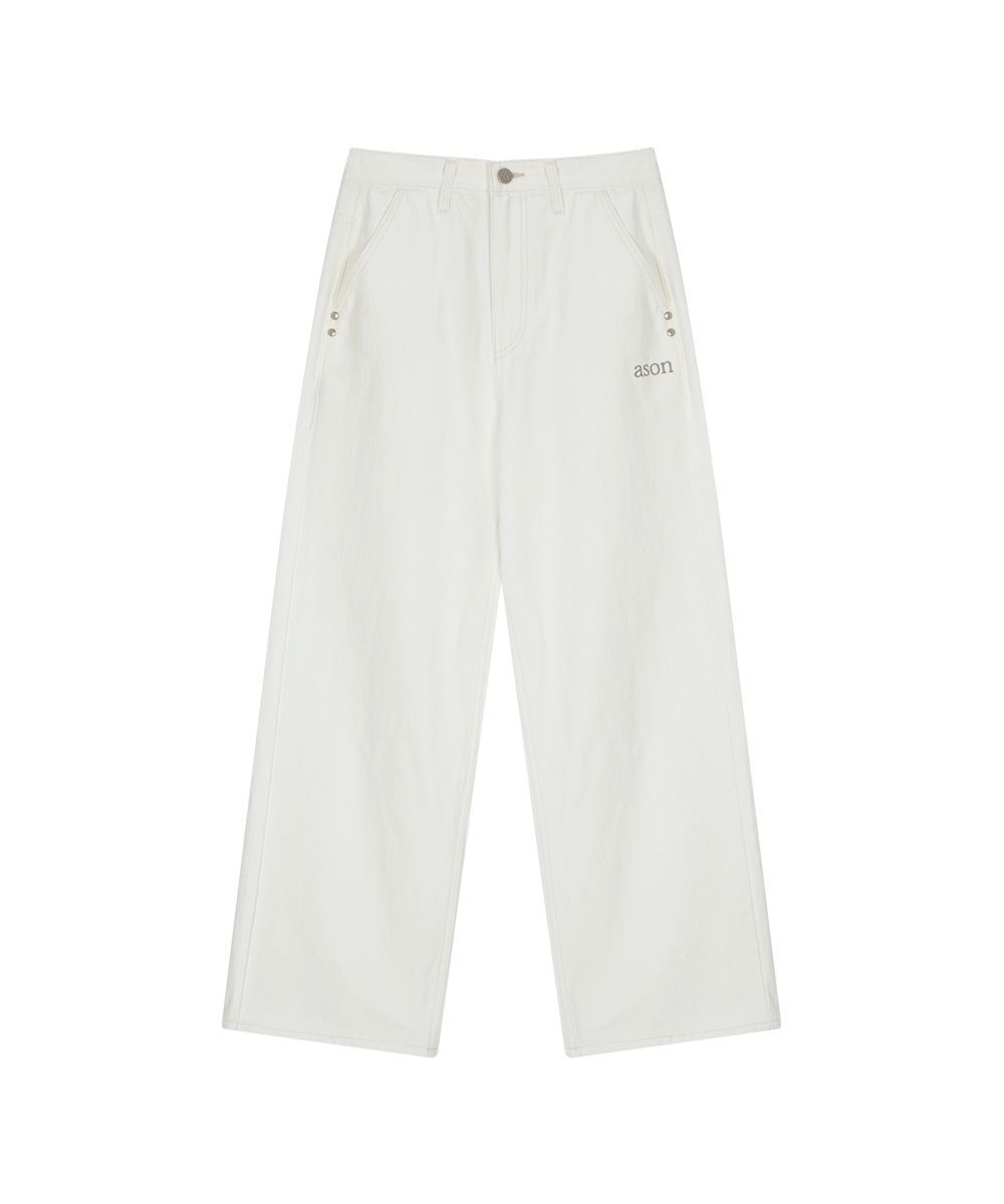 ASON 煙霧寬版長褲 奶油色 AS_P0000DAE