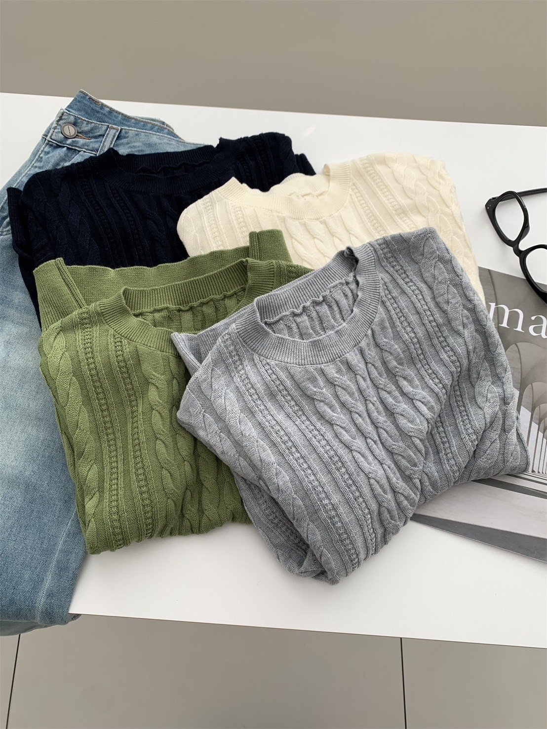 No.1693 羊毛蠶絲針織麻花上衣