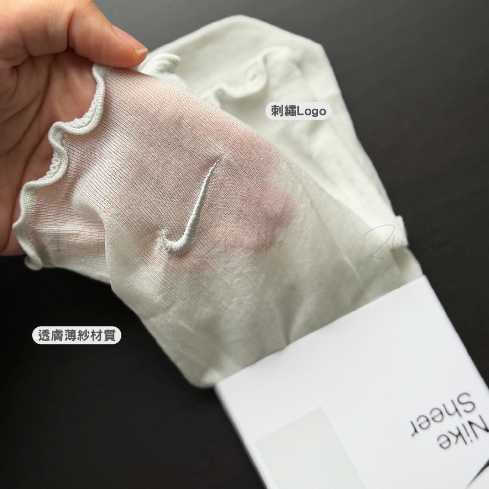 【Luxury】Nike 捲邊 透膚 襪子 女襪 蕾絲花邊 滾邊 搭配膝上襪 長襪 蕾絲襪 SK0009-025