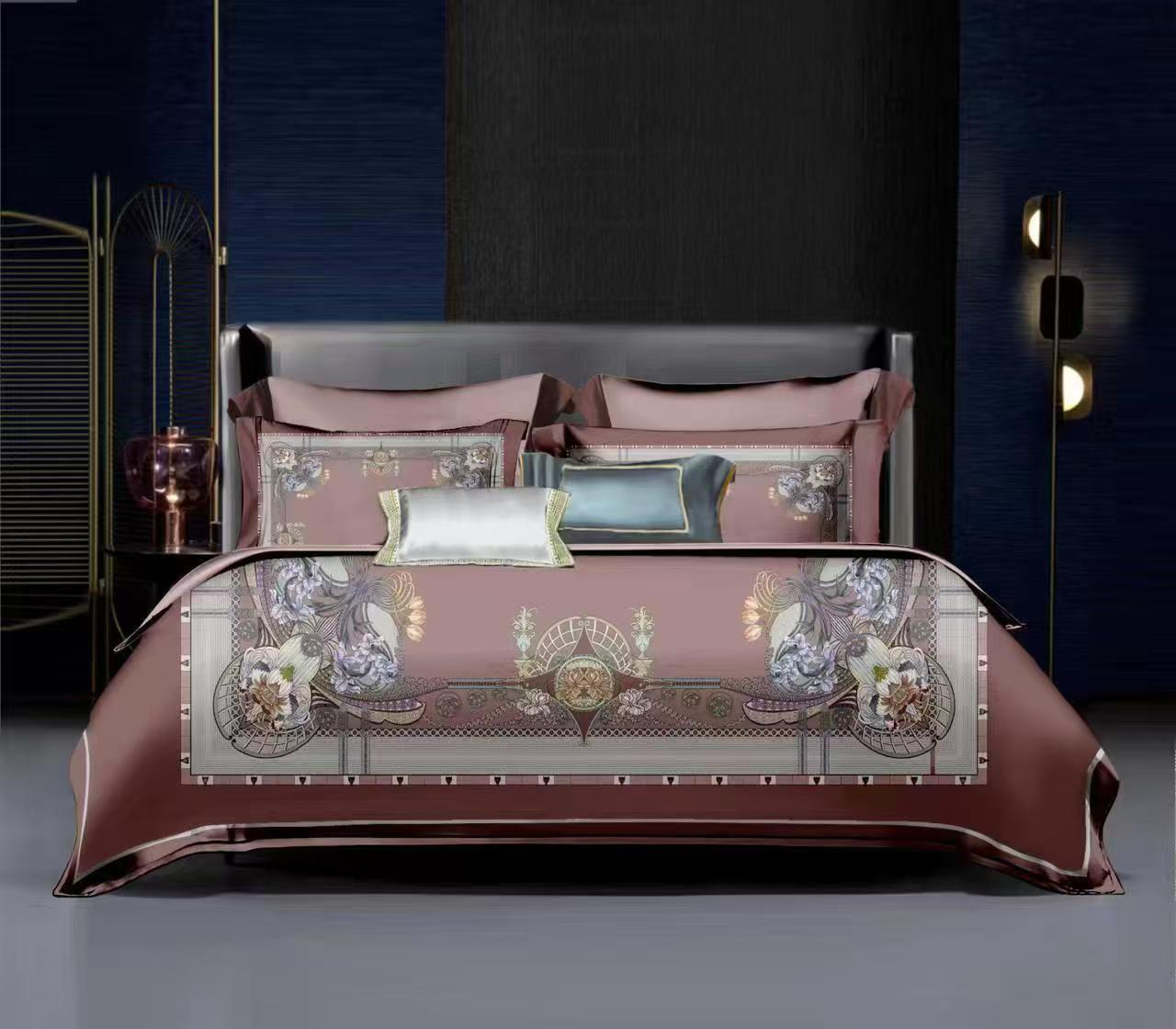 0422sz10-SZHK-QUILT-酒紅歐式香薰金絲四件套(A10)