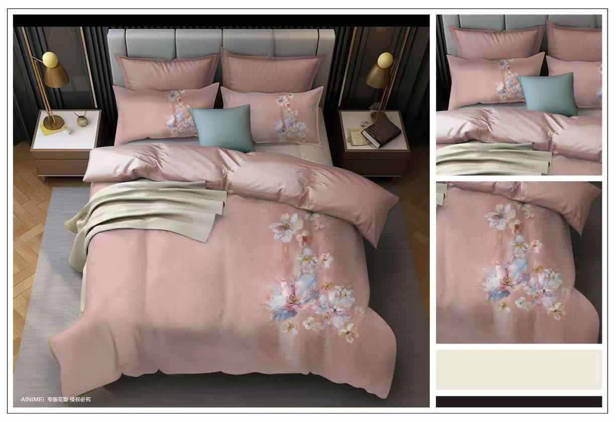 0422sz15-SZHK-QUILT-粉紅油畫香薰金絲四件套(A15)