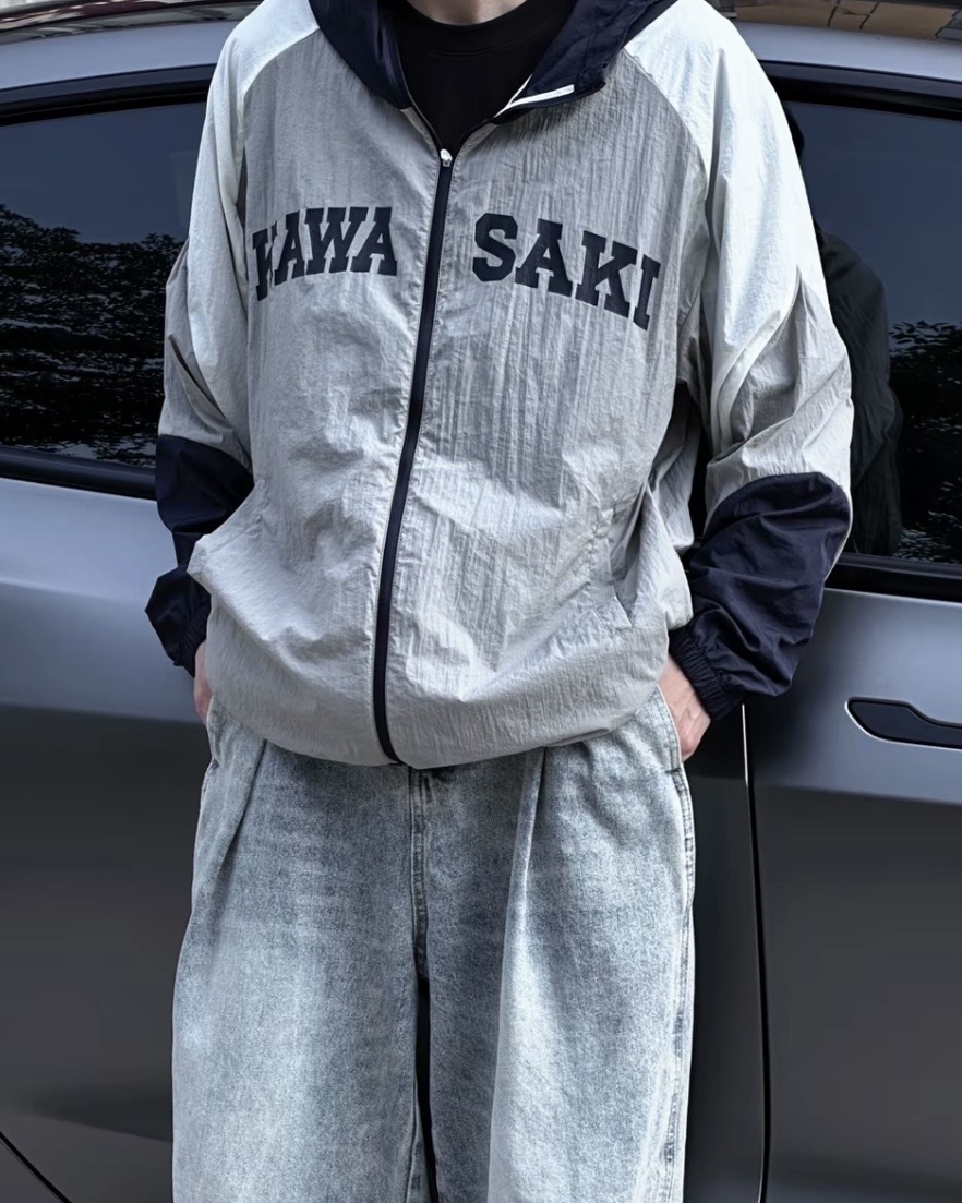 KAWASAKI 川崎 美式撞色 拼接 寬鬆 連帽 UPF50+ 防曬 防風 外套