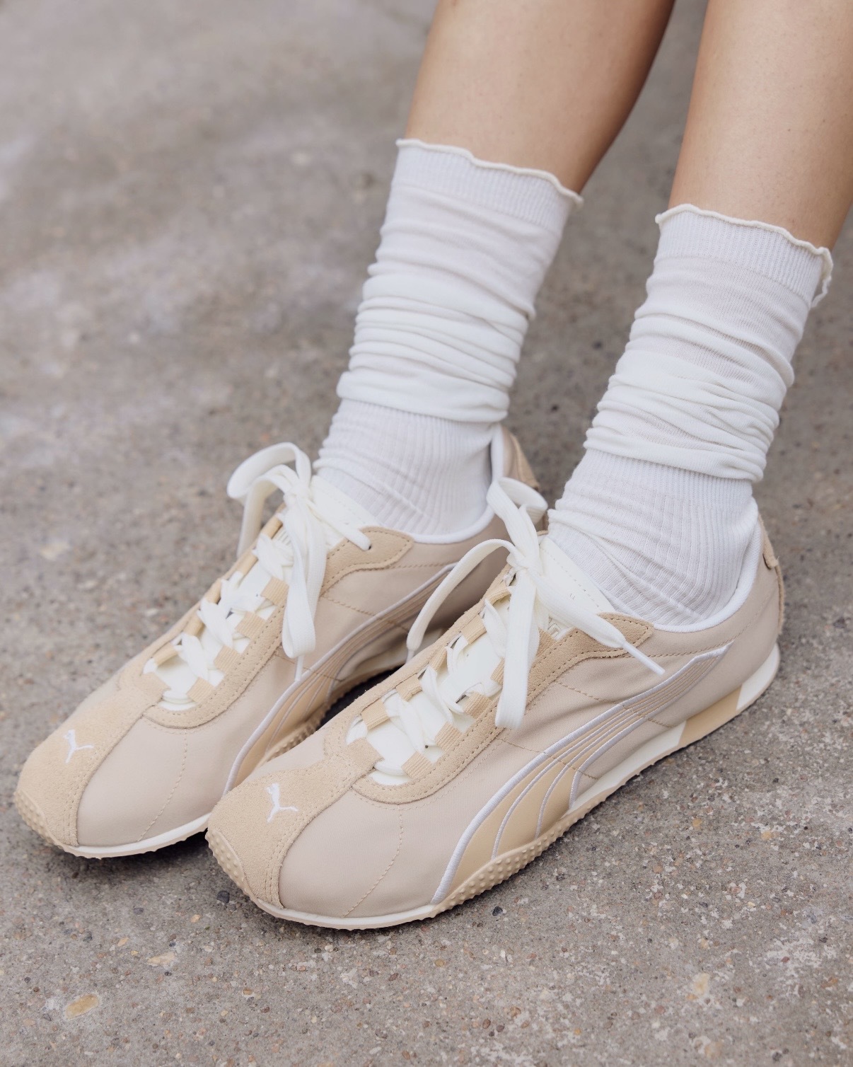 張凌赫代言同款 PUMA H-STREET Nylon SD 松砂色 奶茶色 白色滾邊 薄底鞋 男女鞋 德訓鞋