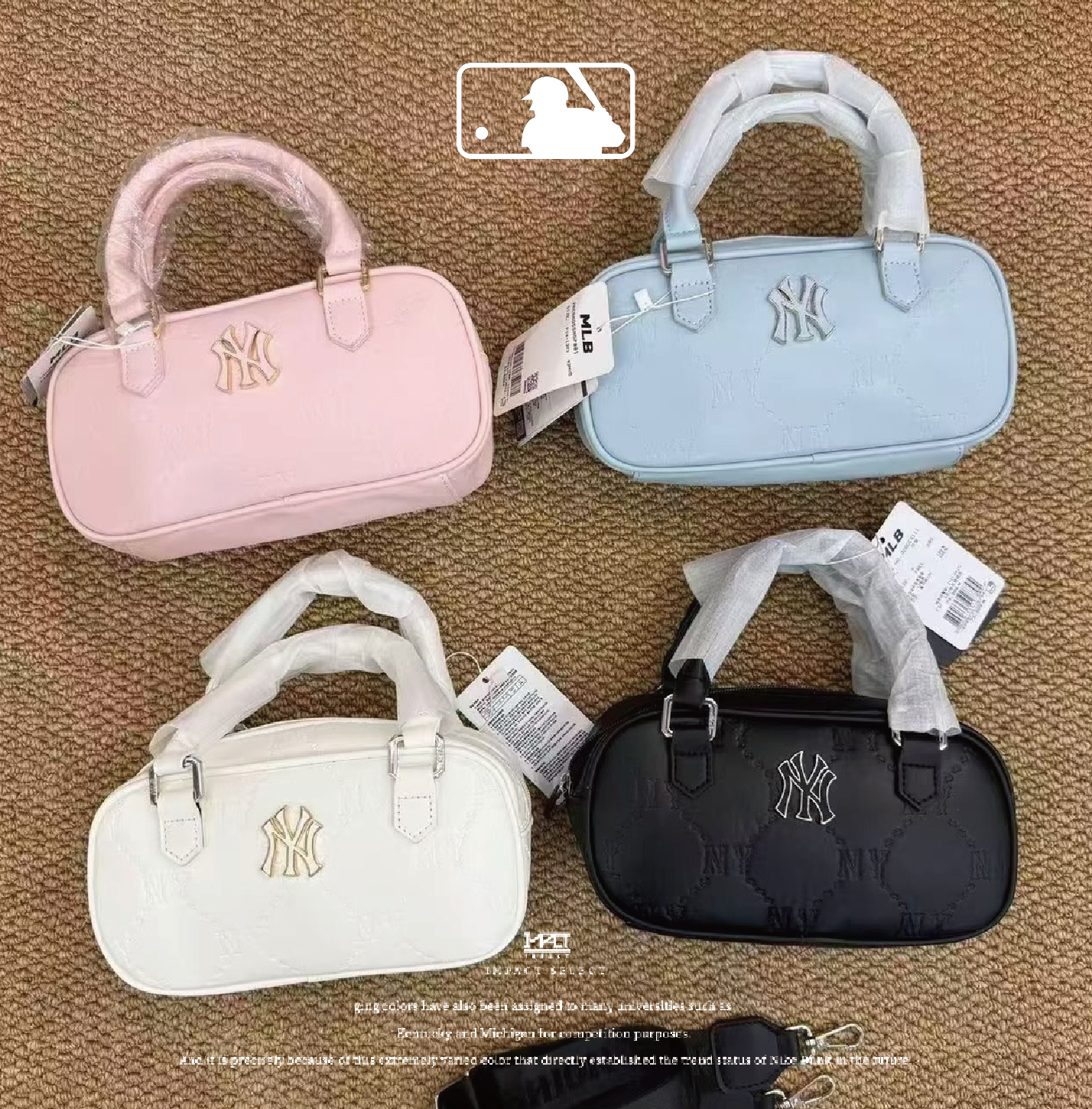 MLB NY鑽石 老花 波士頓包 / 保齡球包 四色