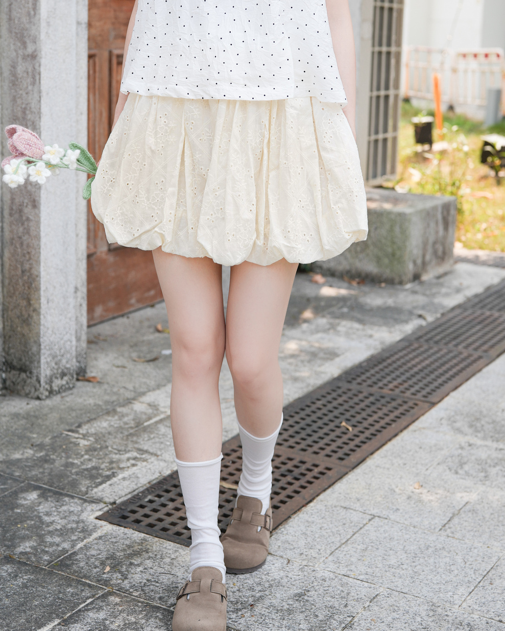 少女感通花泡泡短裙 · 2色入