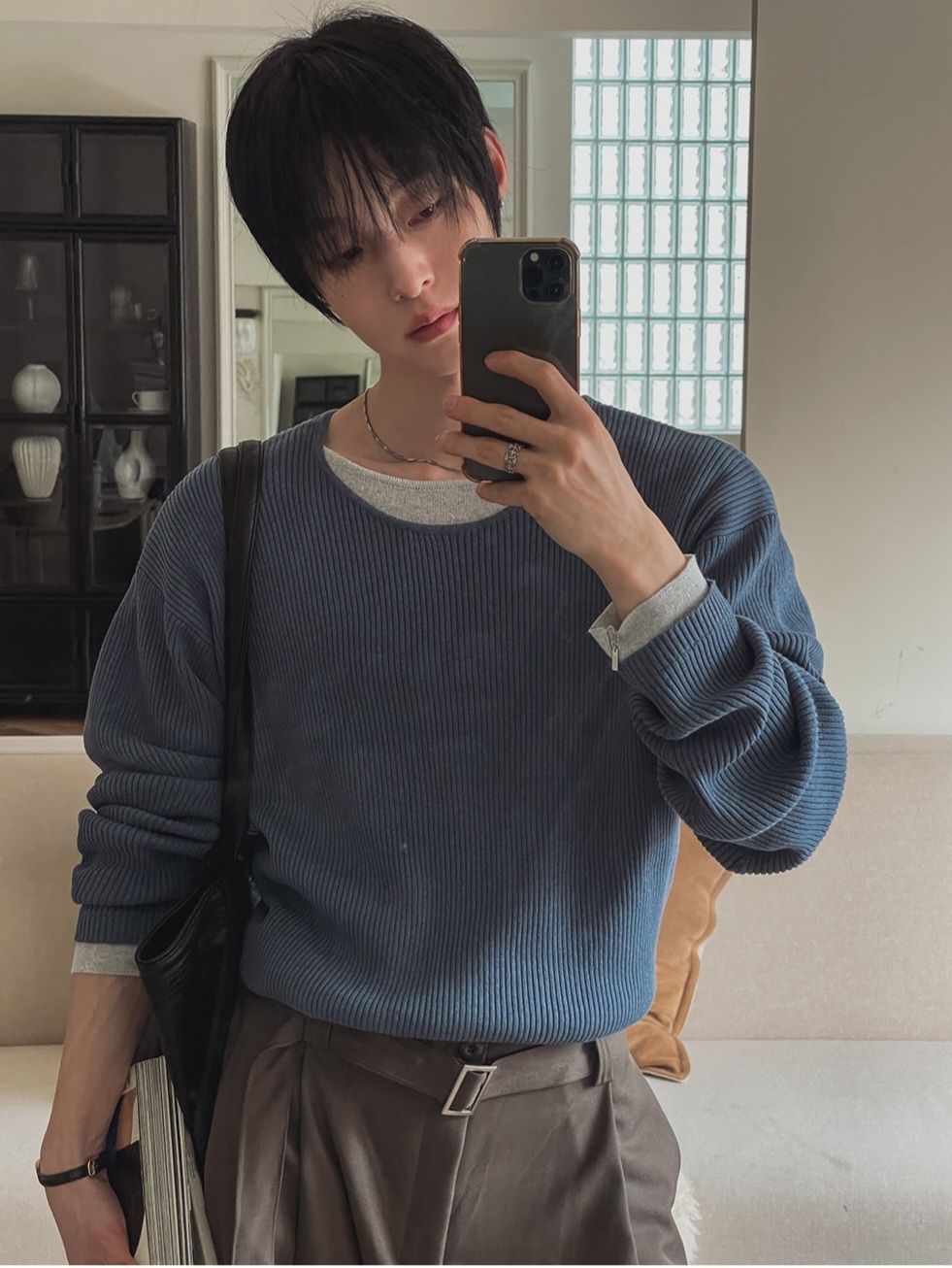 層疊短款針織衫