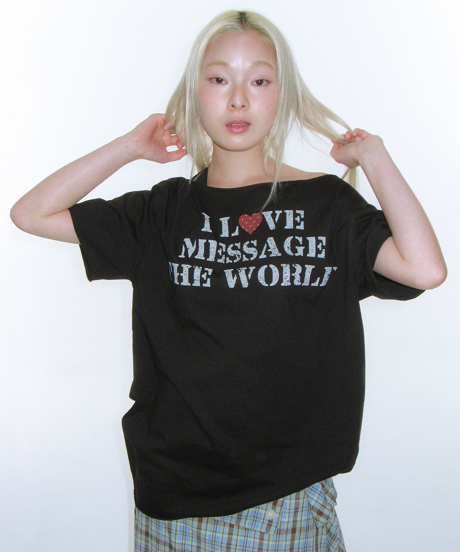 AMES WORLDWIDE Love Message 寬版短袖 AM2GSFT558ABK