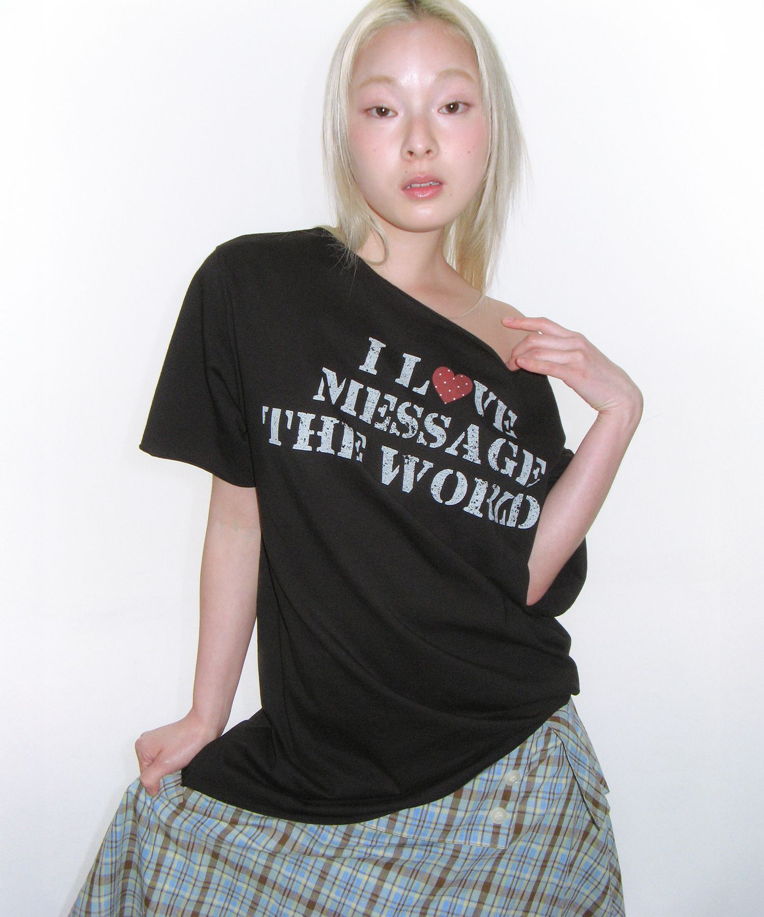 AMES WORLDWIDE Love Message 寬版短袖 AM2GSFT558ABK