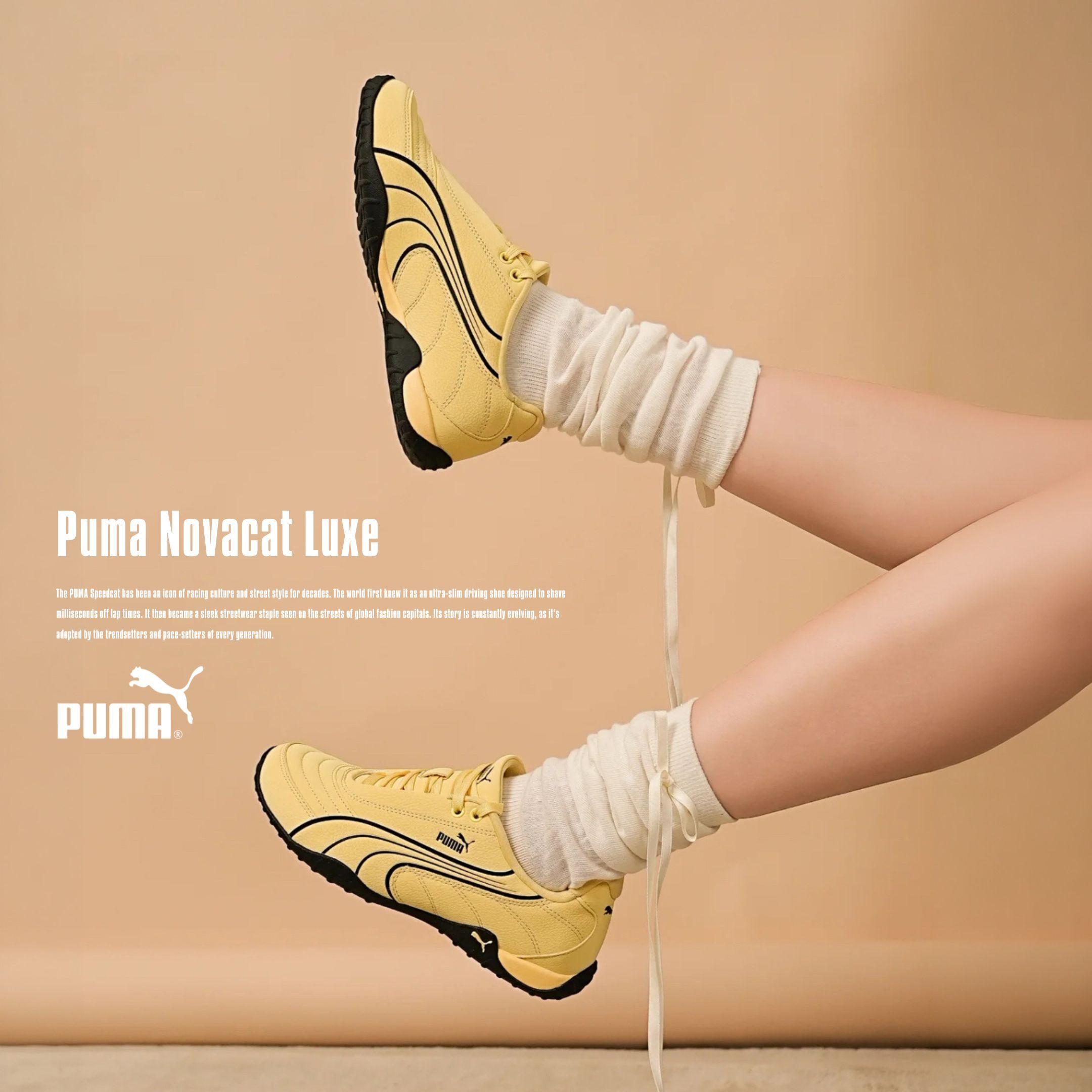 NICEDAY 代購 Puma Novacat Luxe 鵝黃 街頭 潮流 青春 荔枝皮 情侶鞋 408096-04