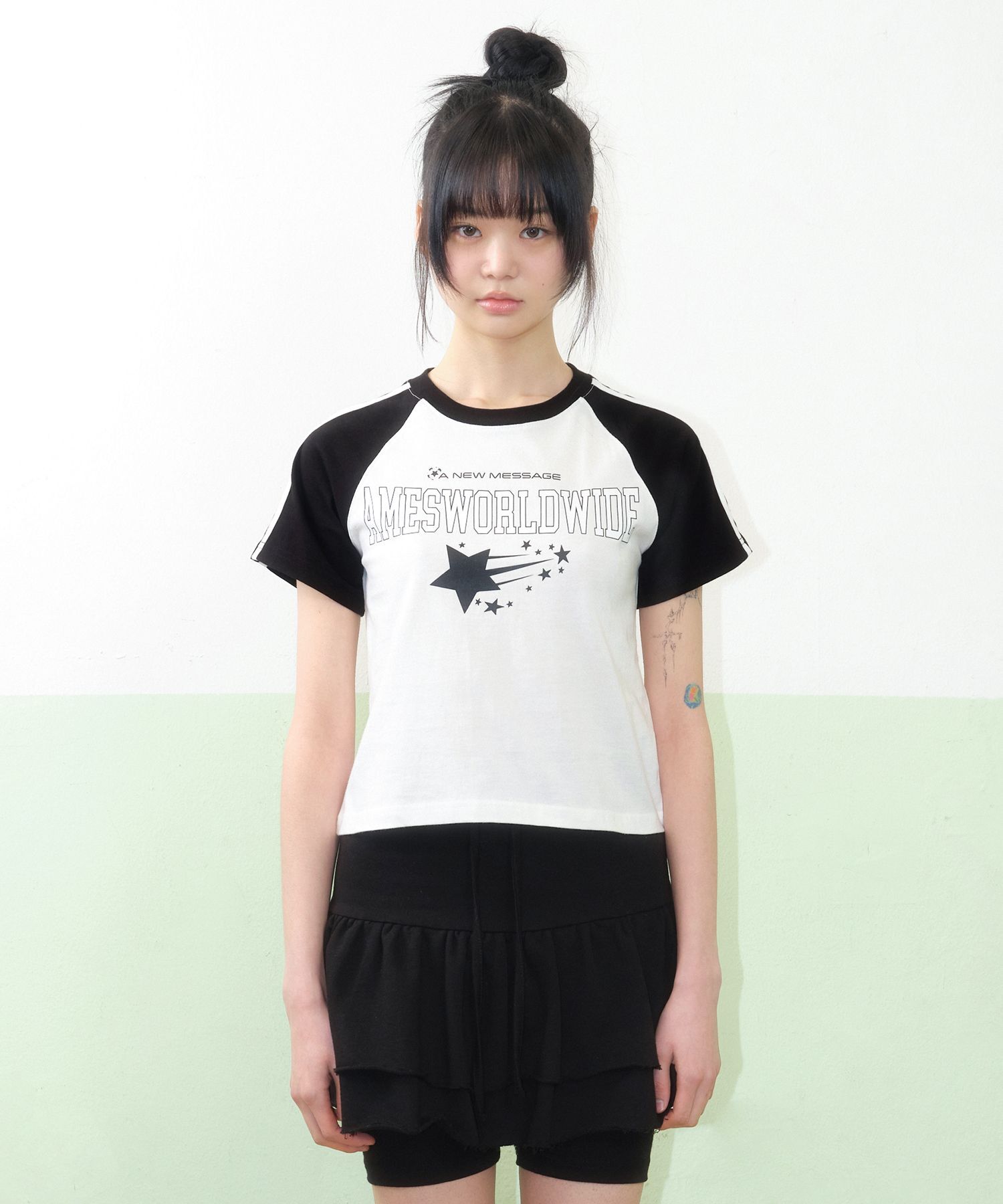 AMES-WORLDWIDE 星星 LOGO 落肩 T 恤 AM2FMUT506AWH