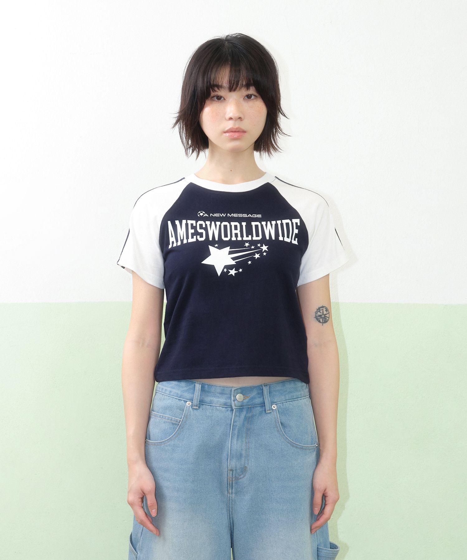 AMES-WORLDWIDE 星星 Logo 拉克蘭短袖T恤 AM2FMUT506ANV