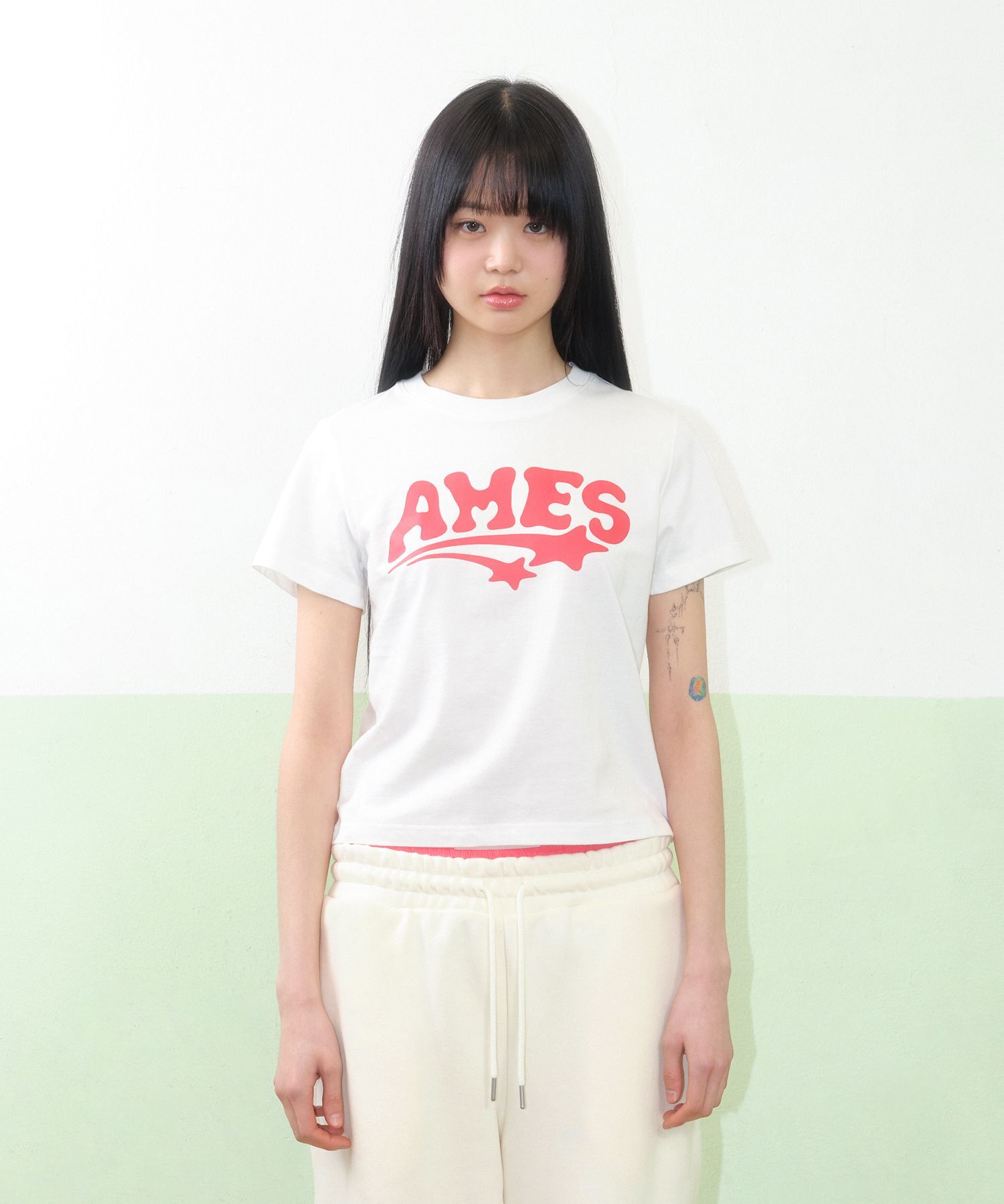 AMES-WORLDWIDE New Ames Logo T恤 AM2FMUT501AWH