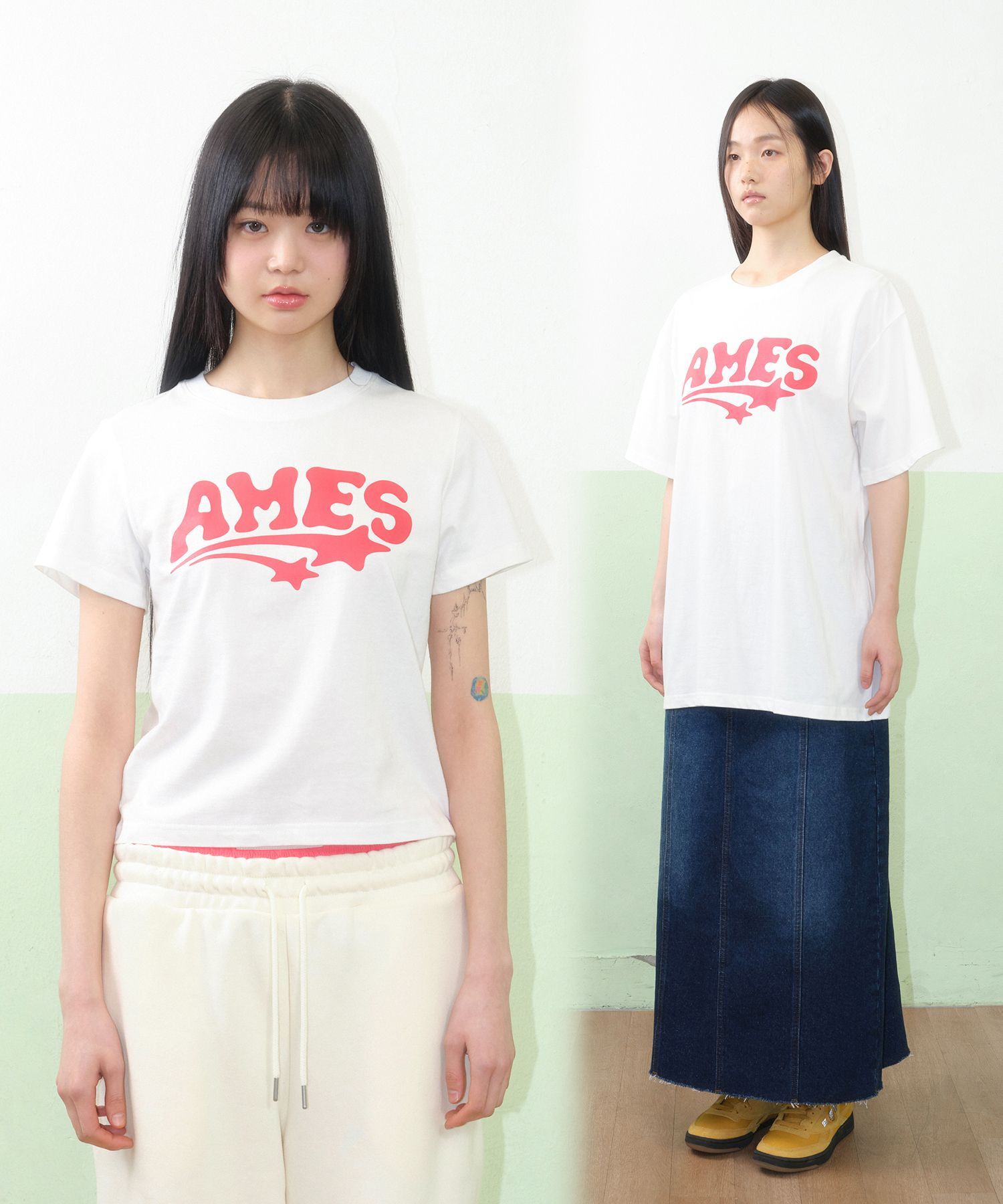 AMES-WORLDWIDE New Ames Logo T恤 AM2FMUT501AWH