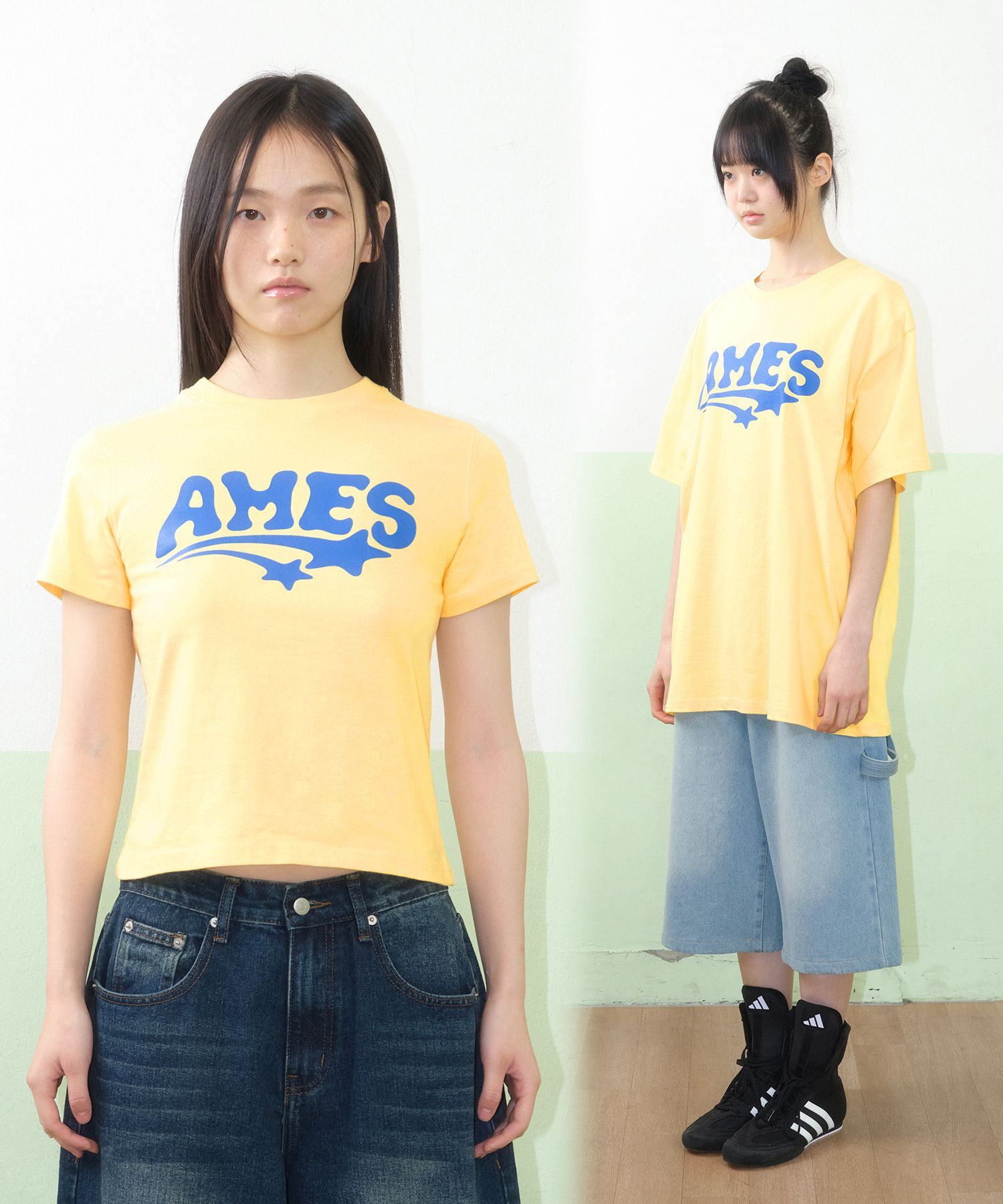 AMES WORLDWIDE New Ames Logo 短袖上衣 黃色 AM2FMUT501AYE