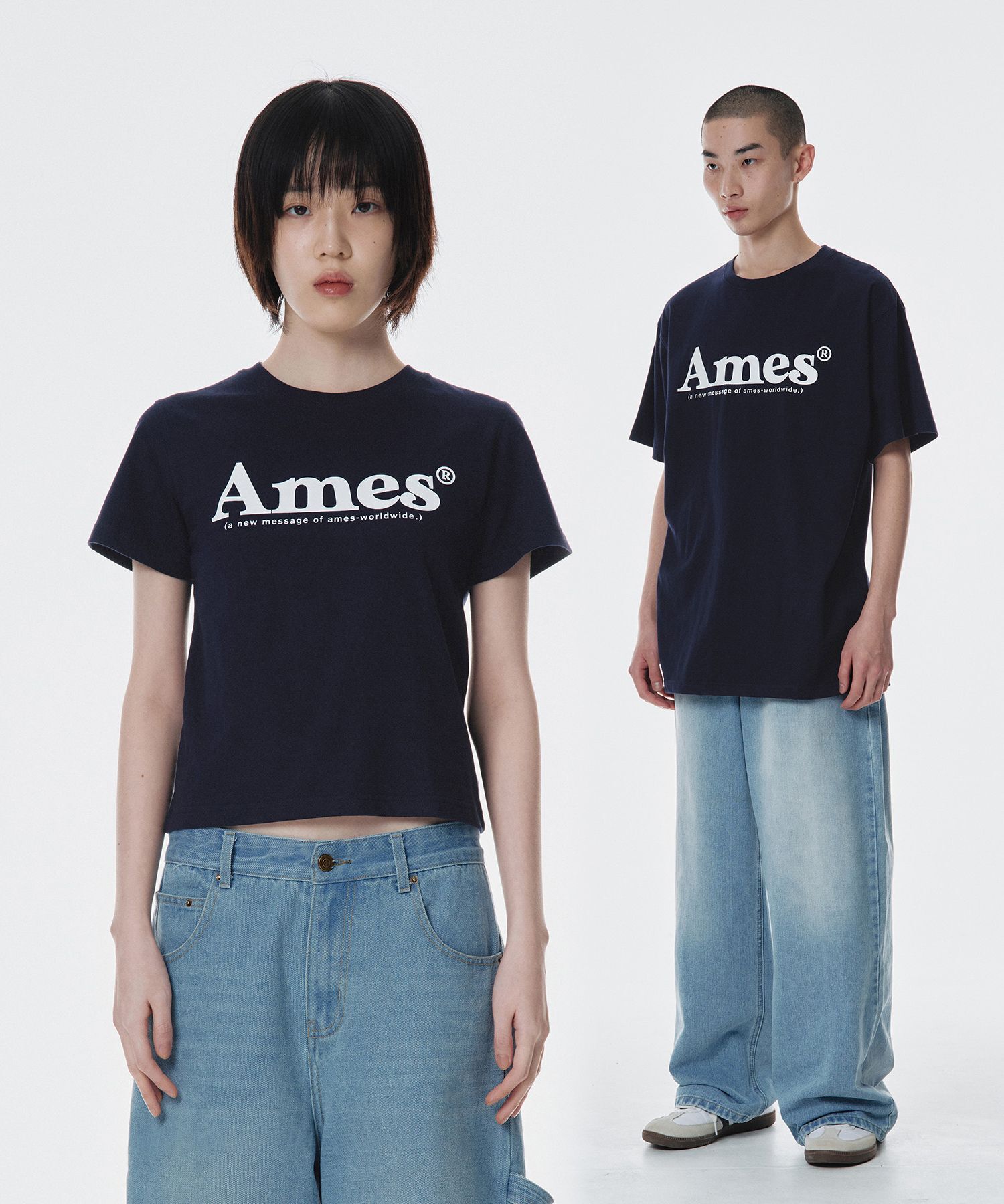 AMES-WORLDWIDE Basic Logo 短袖上衣 深藍 AM2EMUT510ANW