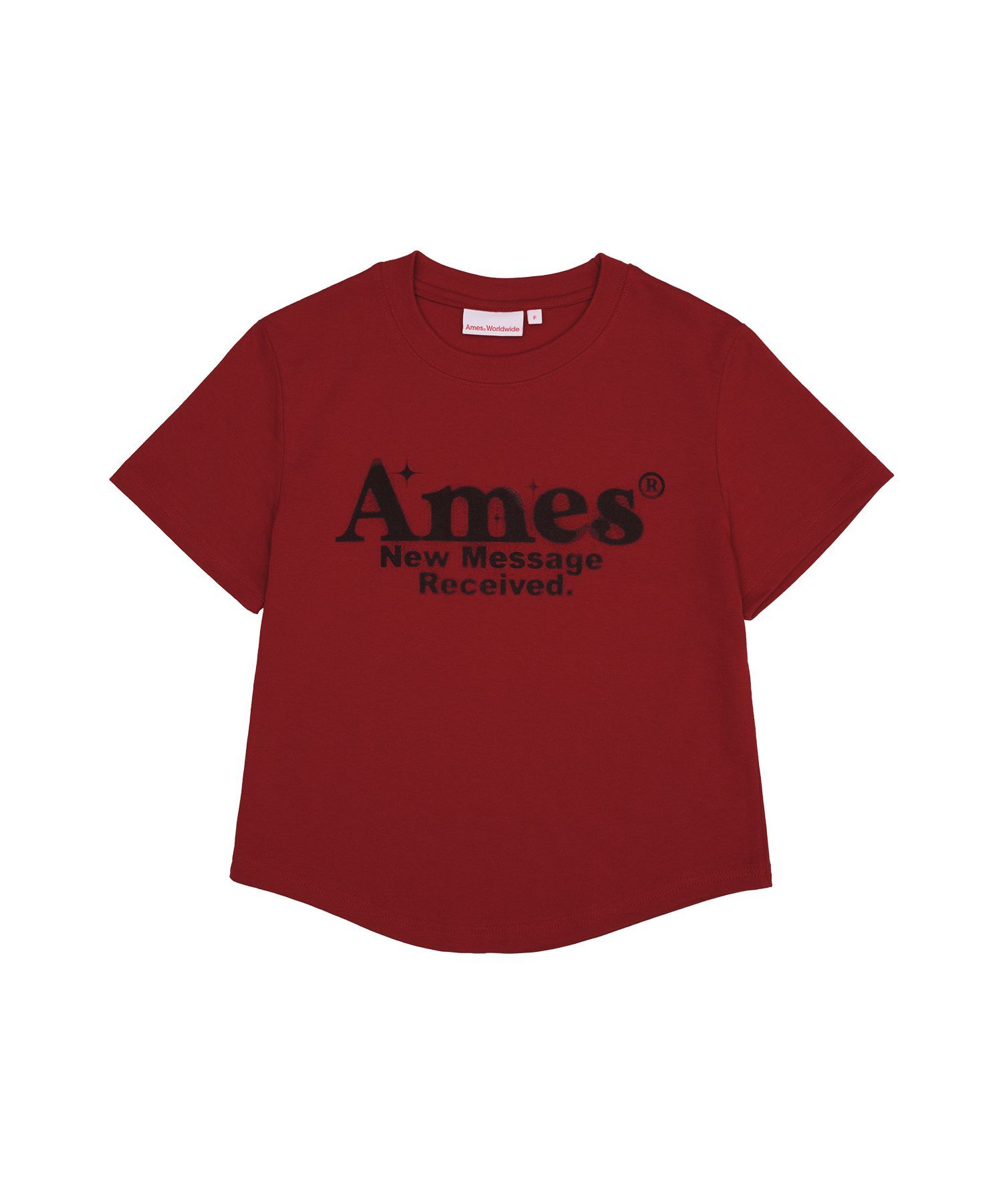 AMES Worldwide 圓弧下擺短版T恤 紅色 AM2EMUT520ARE