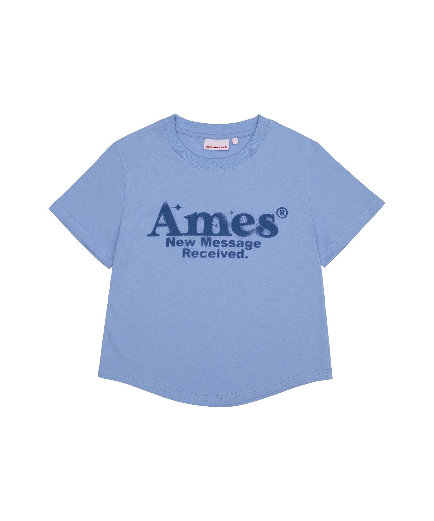 AMES-WORLDWIDE 圓弧下擺短版T恤 藍色 AM2EMUT520ABL