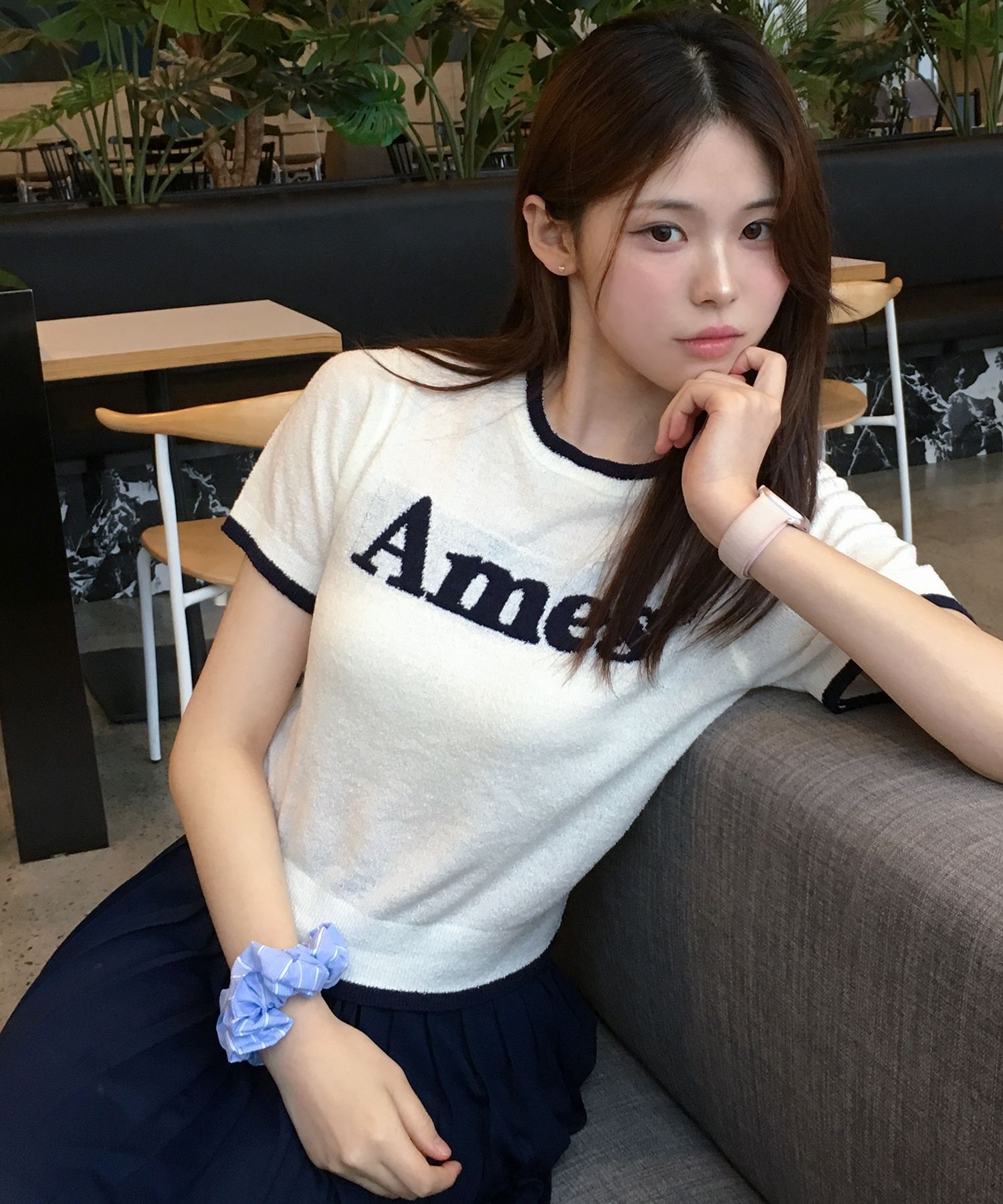 AMES-WORLDWIDE 基本款 Logo 針織上衣 AM2EMUK601AIV