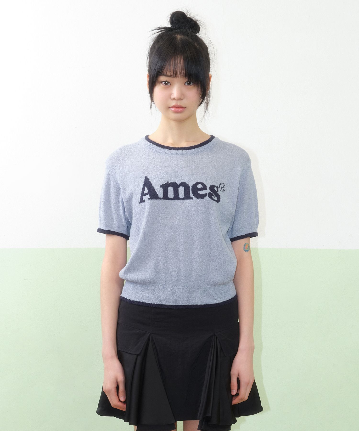 AMES-WORLDWIDE Basic Logo 針織上衣 藍色 AM2EMUK601ABL