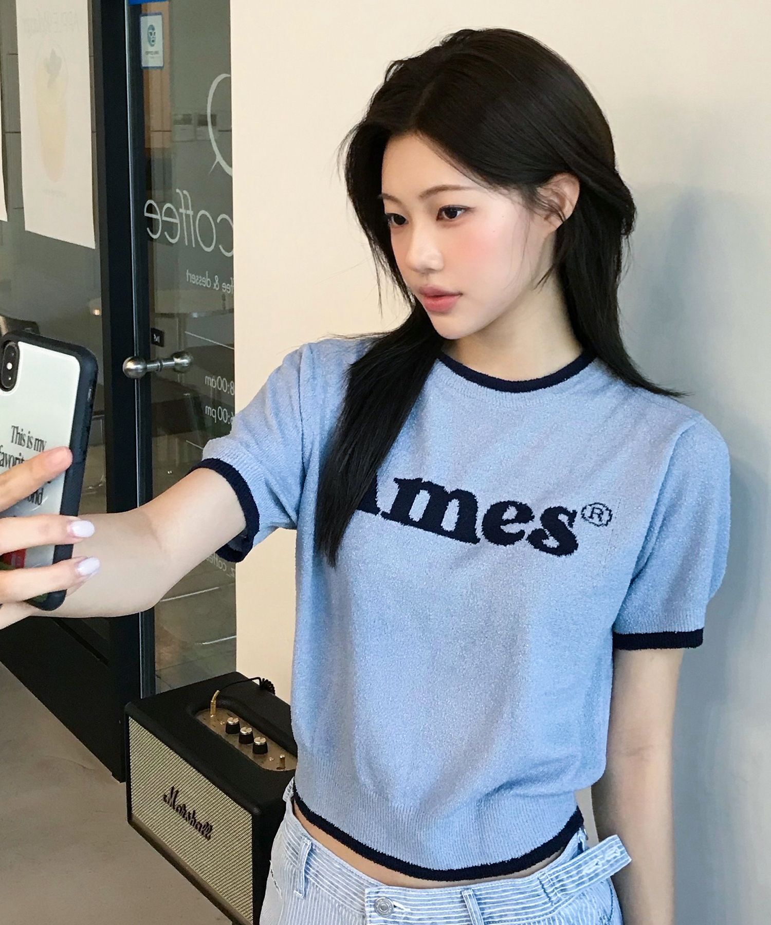 AMES-WORLDWIDE Basic Logo 針織上衣 藍色 AM2EMUK601ABL