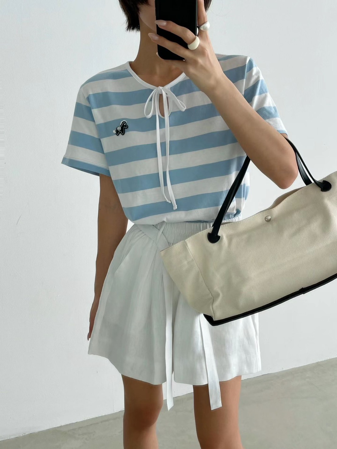 橫條小馬綁結T