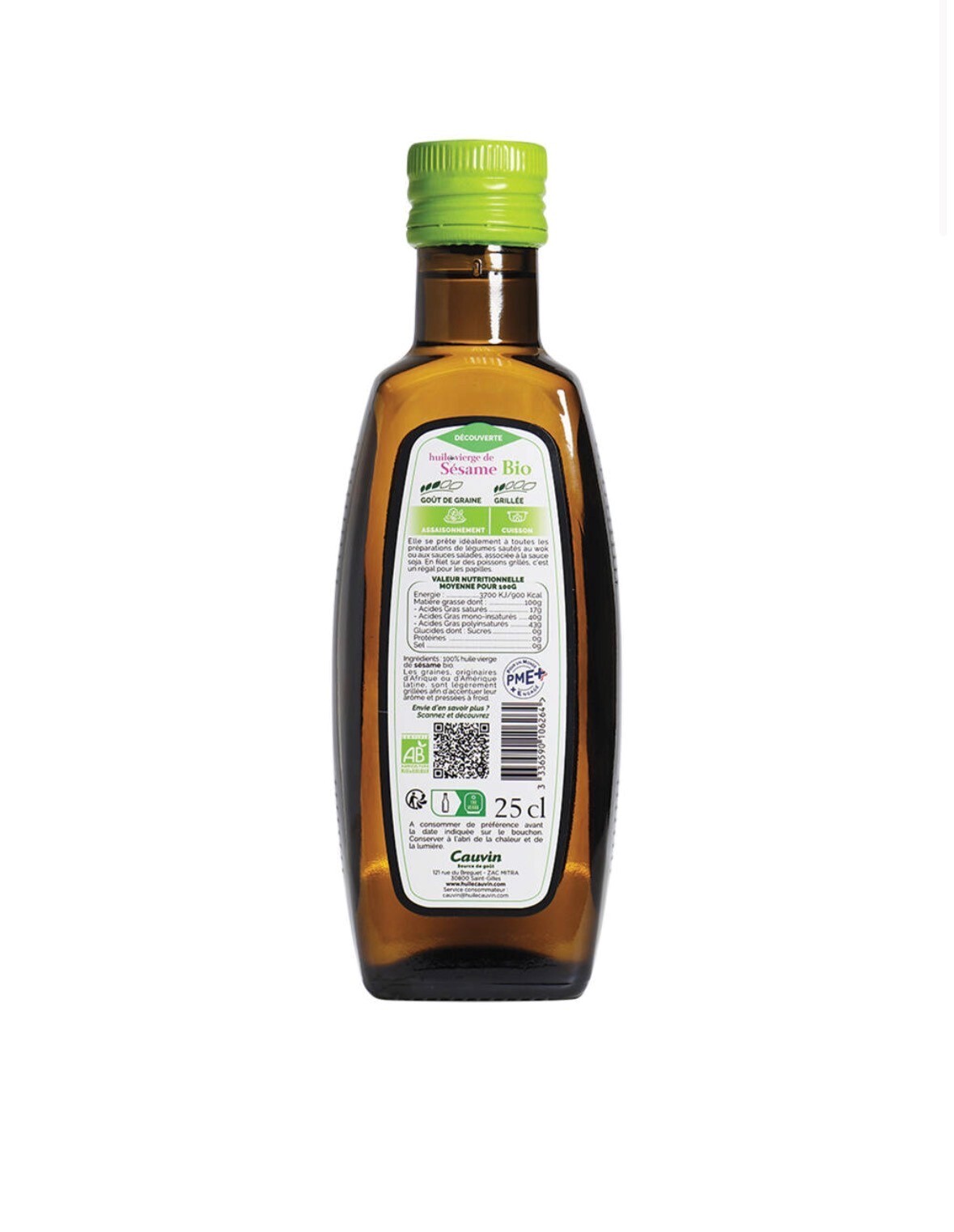 O1: 點點綠-Cauvin 有機初榨冷壓芝麻油 (250ml)