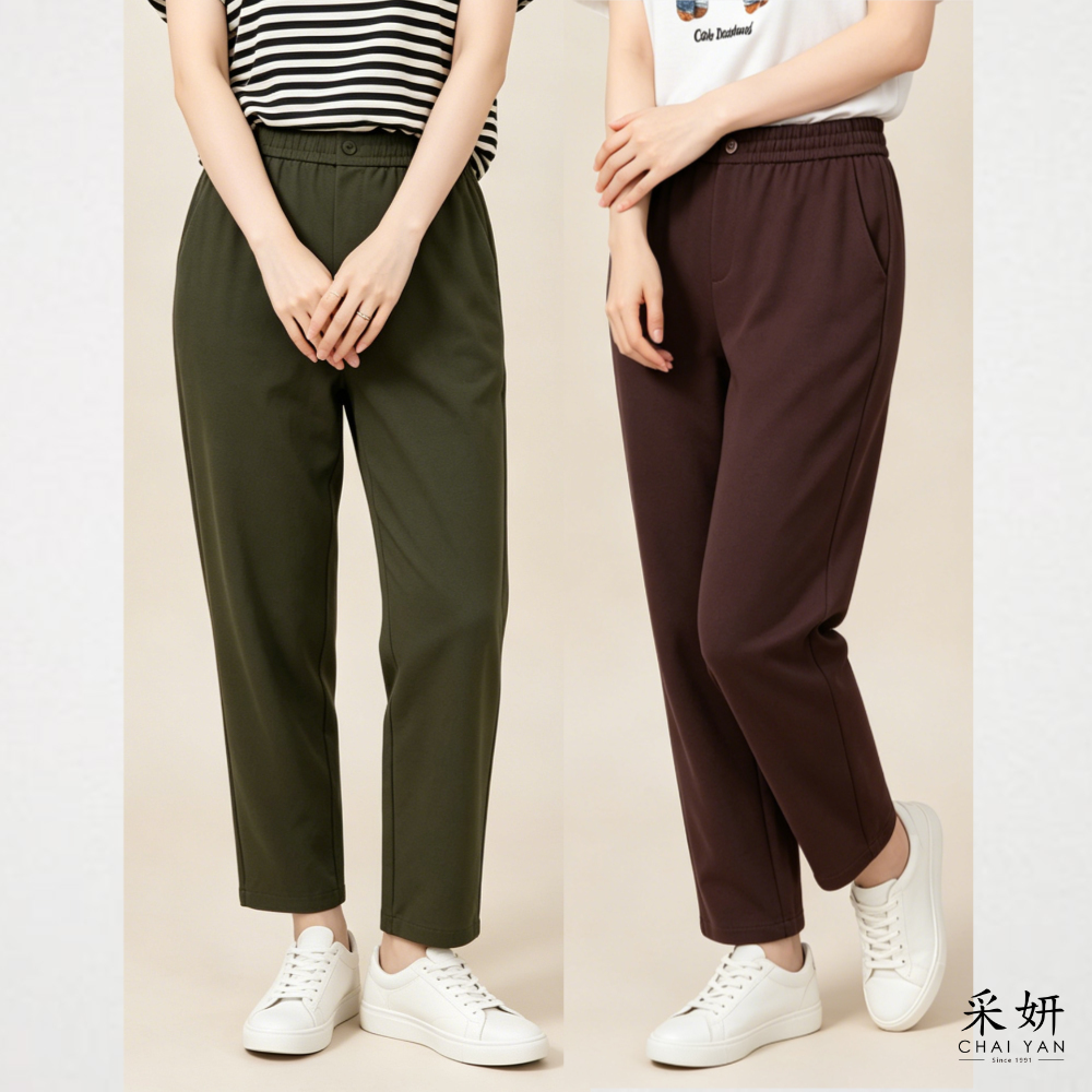 微亮面口袋微錐型褲