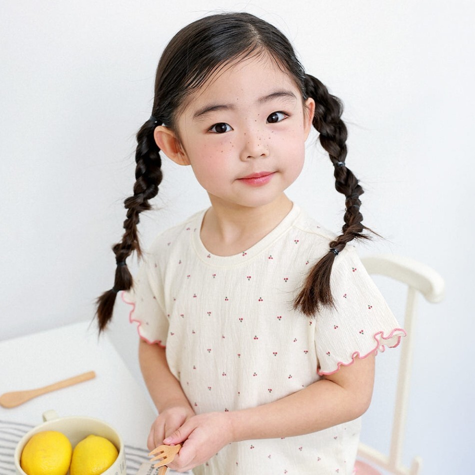 90-150 P牌櫻桃縐織短袖家居套裝