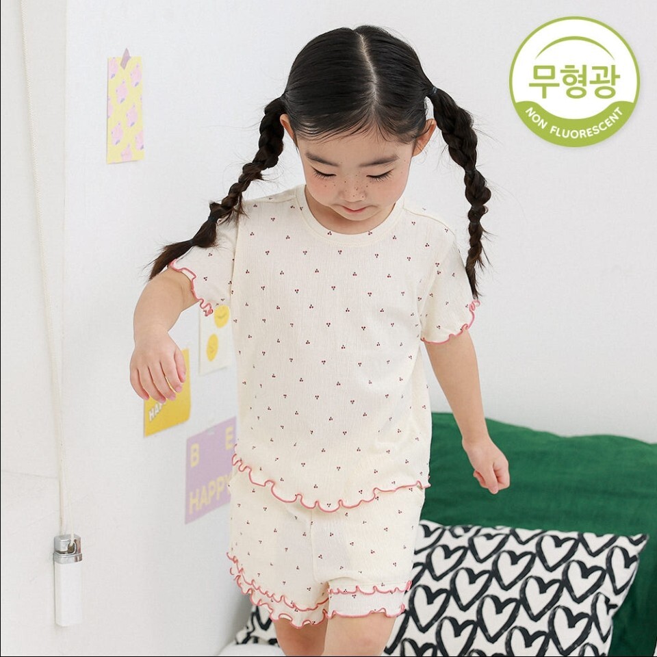 90-150 P牌櫻桃縐織短袖家居套裝