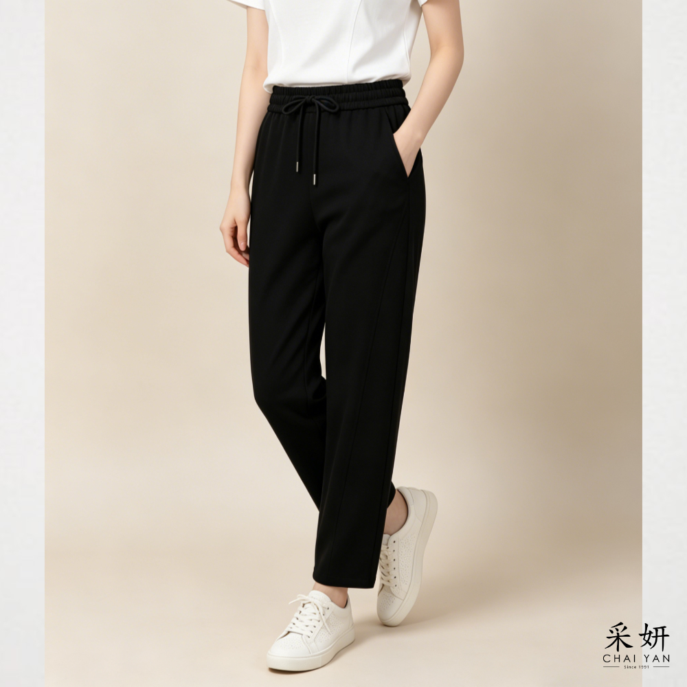 素面微彎刀休閒褲